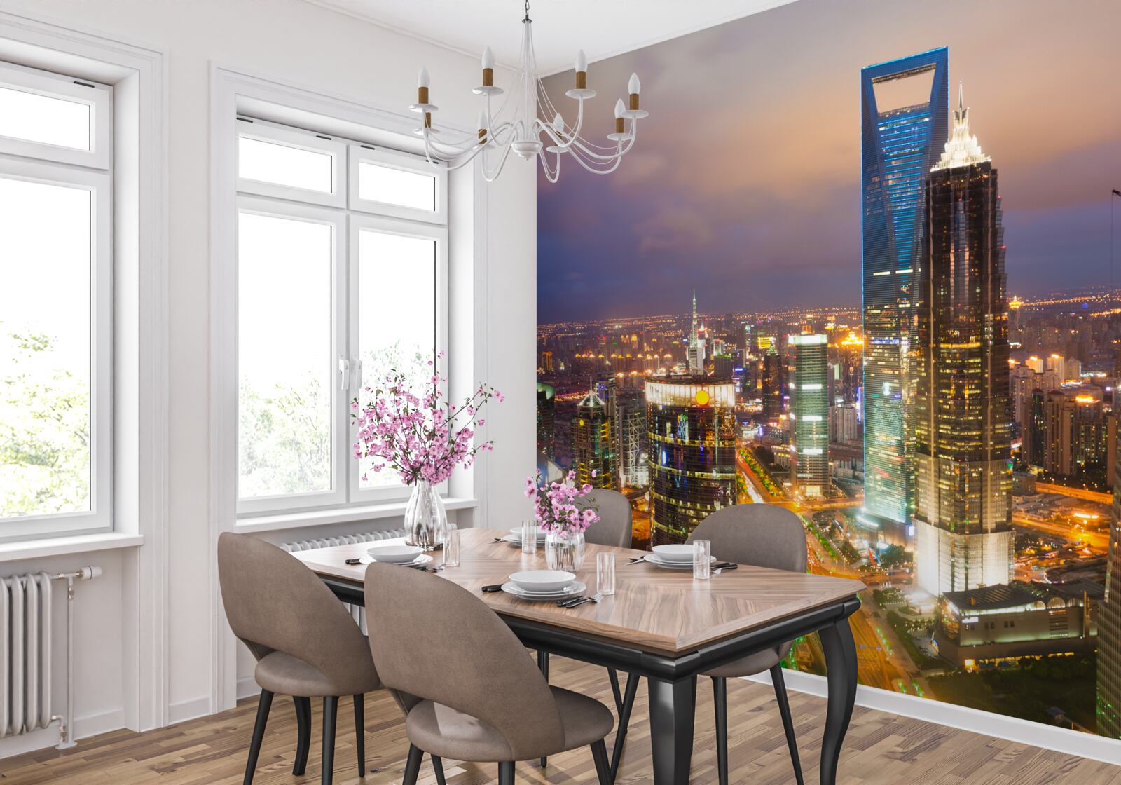 Fototapeta nocne szczyty budynków miejskich