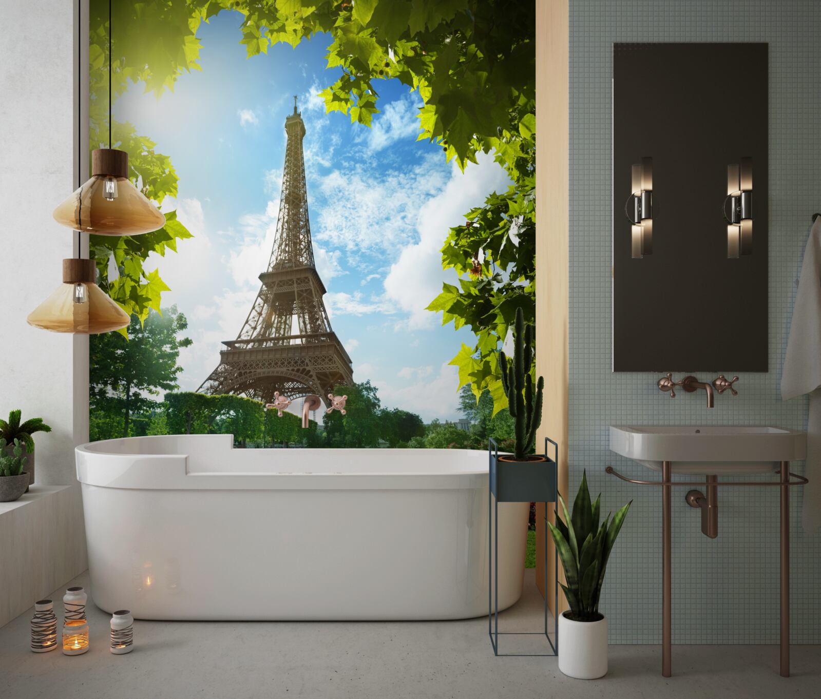 Fototapeta zapierająca dech w piersiach panorama wieży eiffla