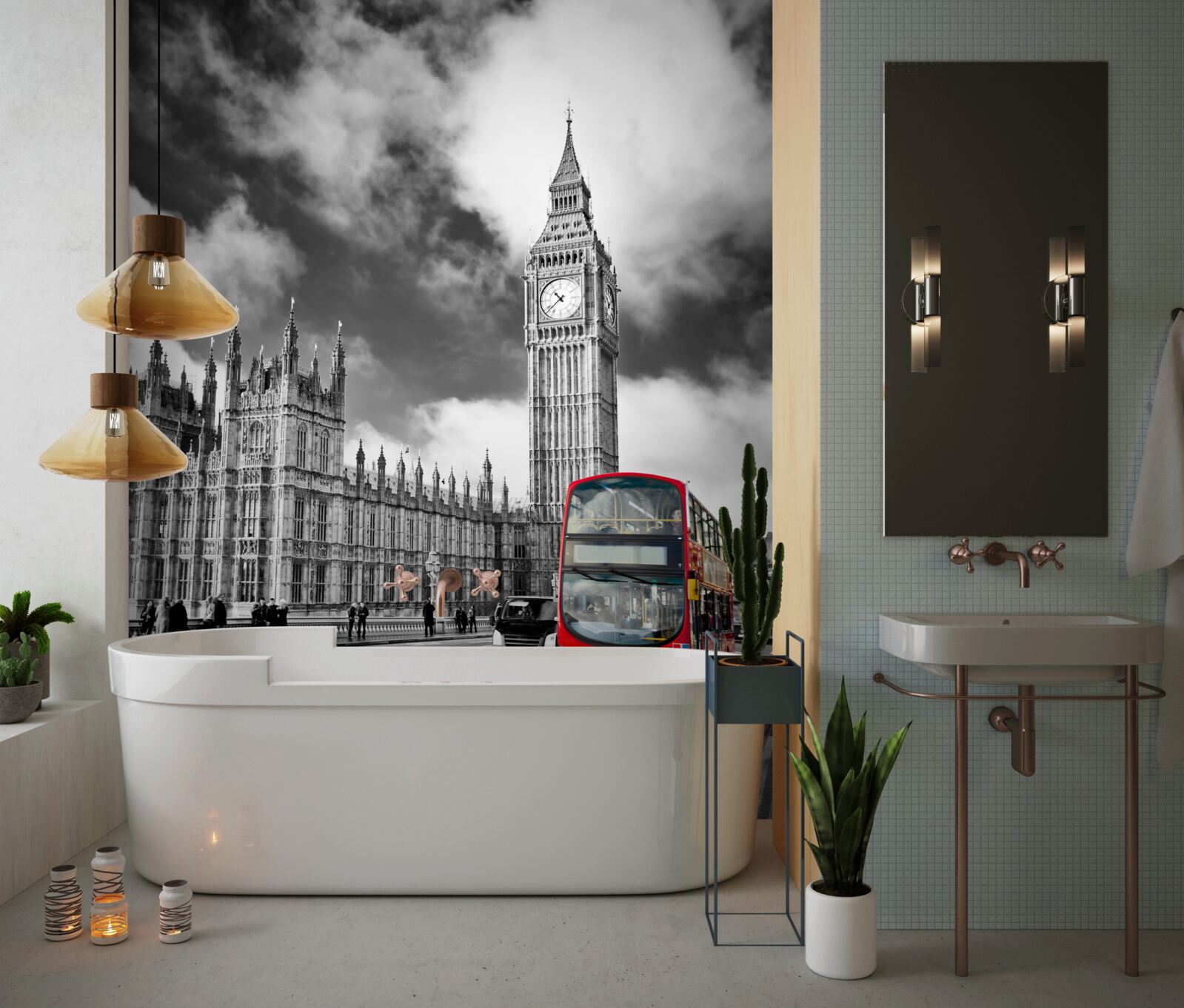 Fototapeta big ben i czerwony autobus