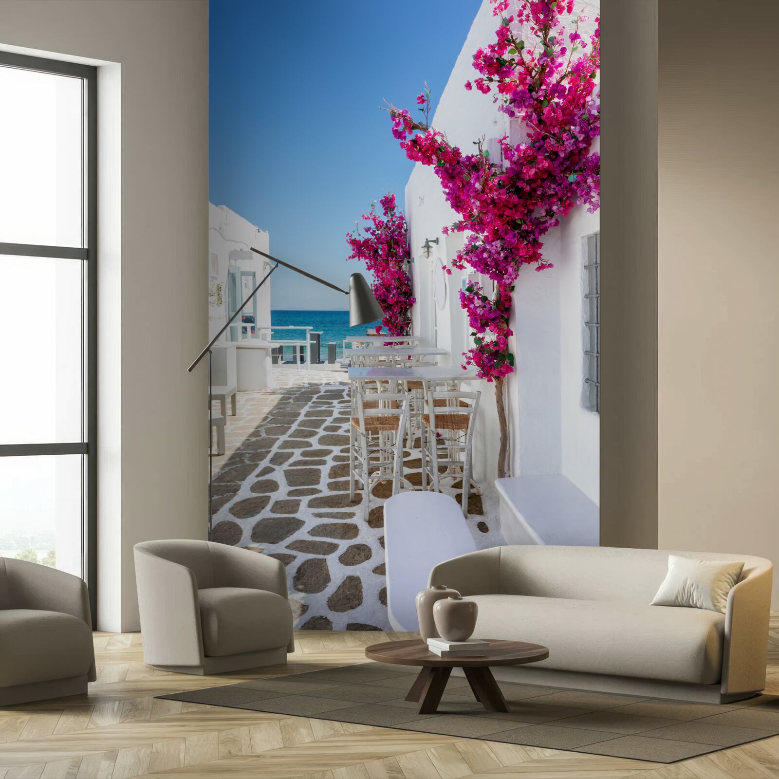 Fototapeta ulica morska pomalowana na biało