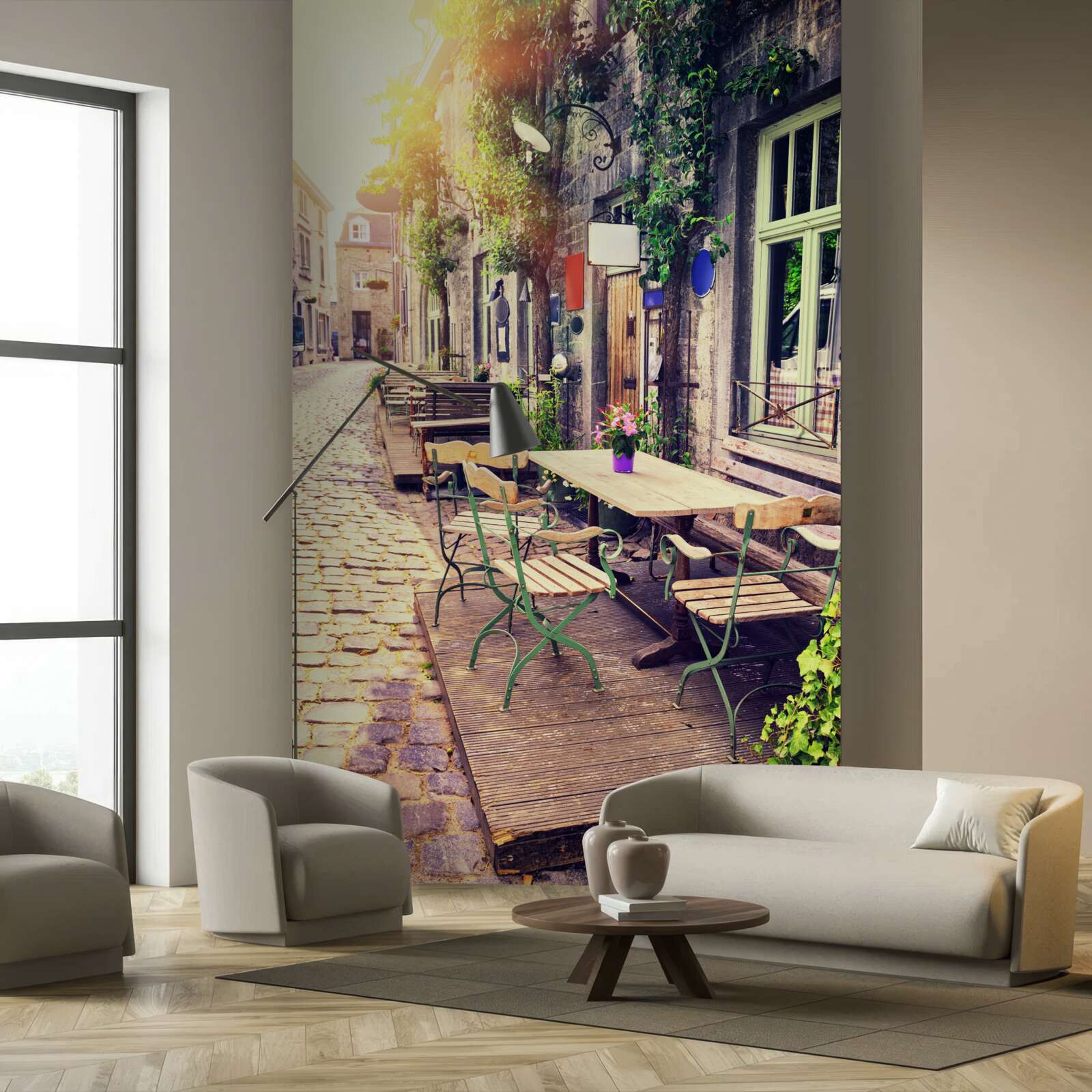 Fototapeta rodzinna kawiarnia z przytulną atmosferą o świcie