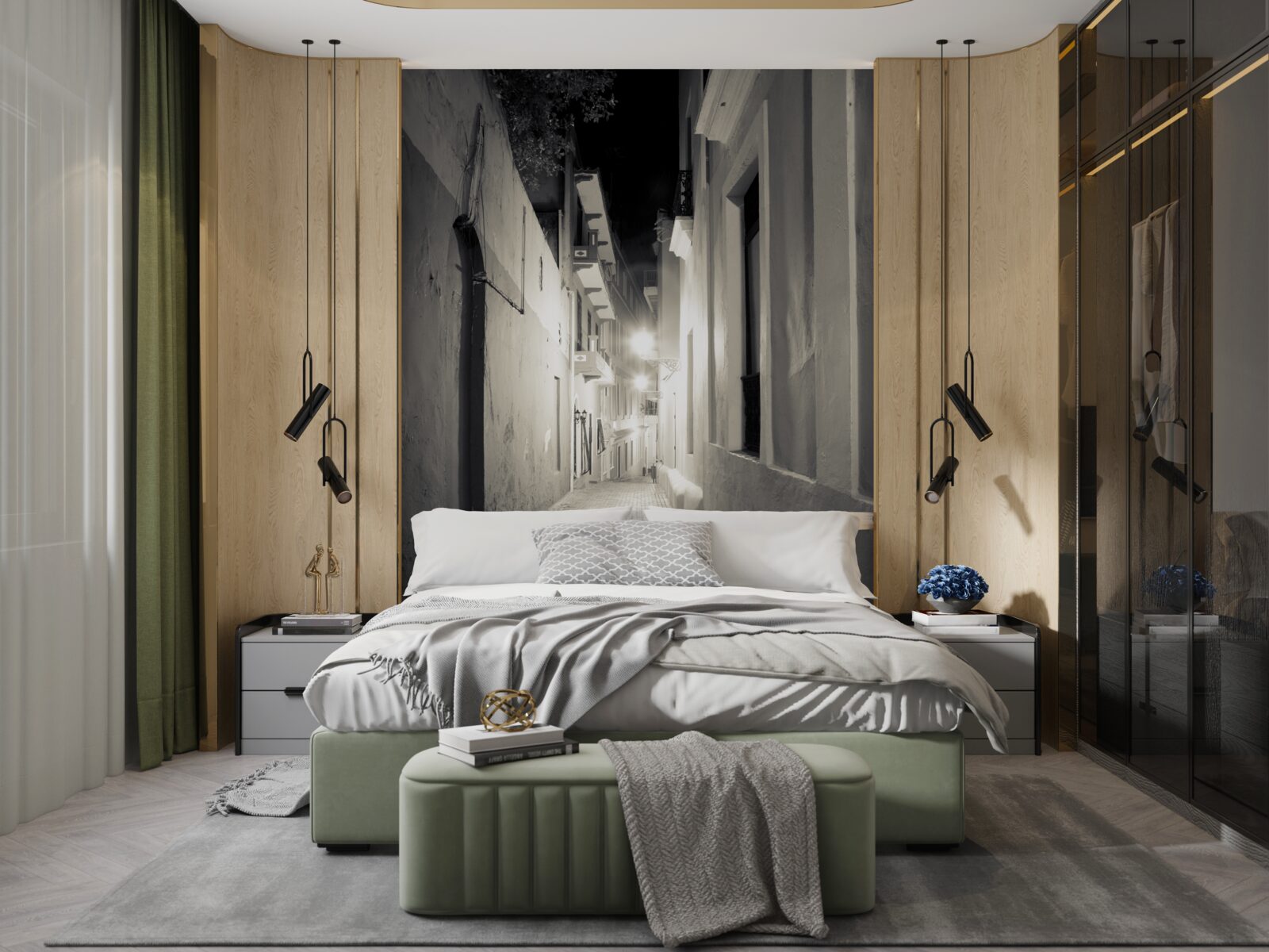 Fototapeta nocna ulica bez ludzi