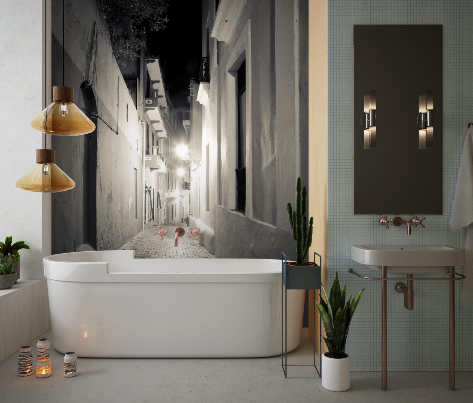 Fototapeta nocna ulica bez ludzi