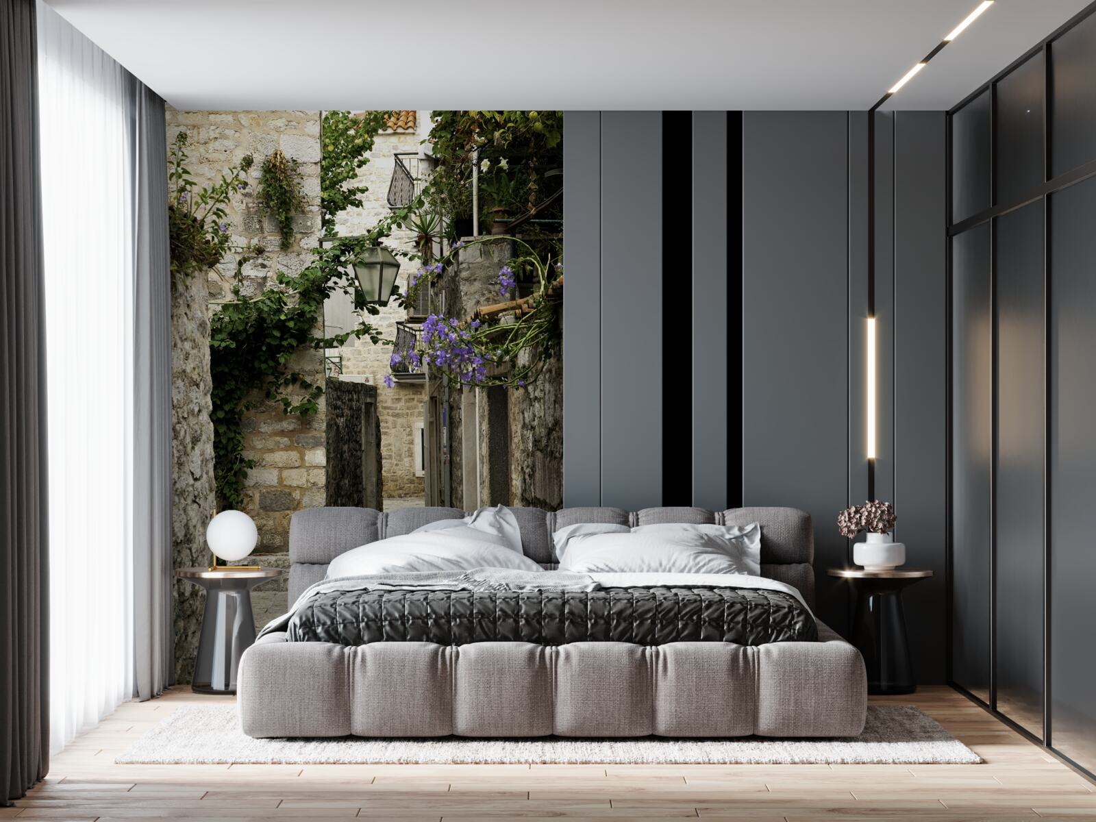 Fototapeta stara droga miejska wykonana z kamienia