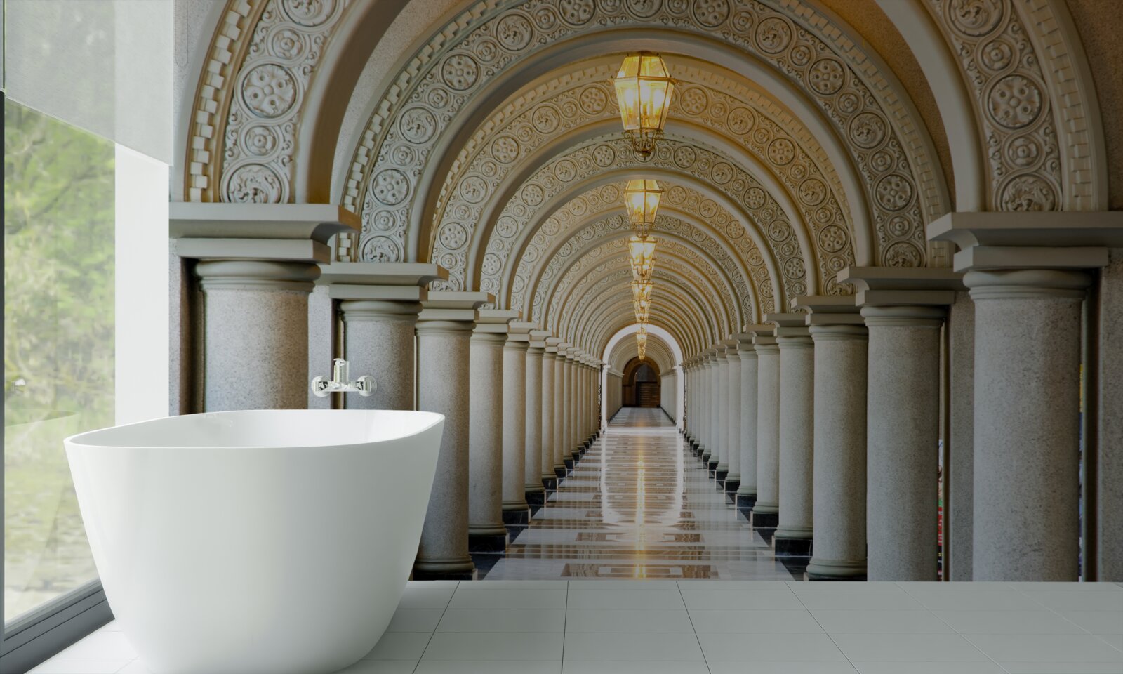 Fototapeta niekończący się rząd marmurowych filarów