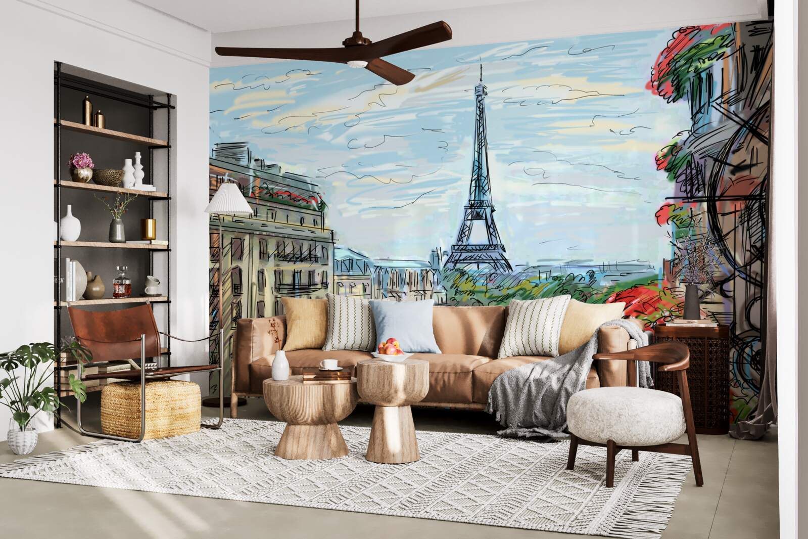 Fototapeta zapierający dech w piersiach widok na wieżę eiffla z balkonu