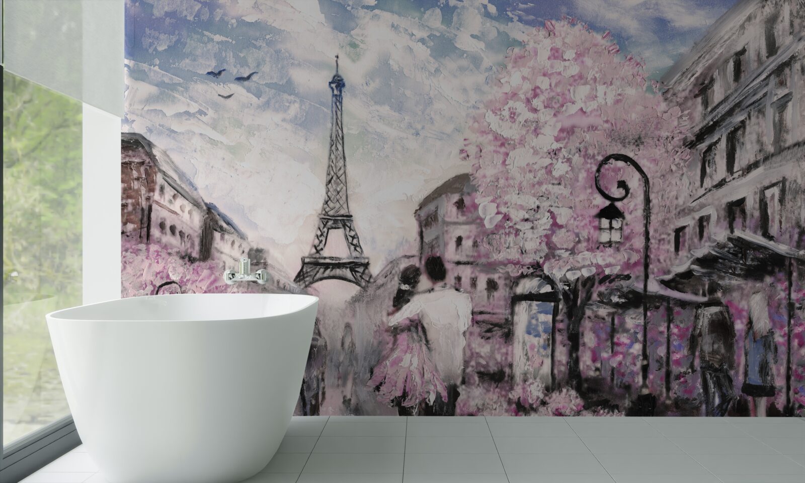 Fototapeta zakochana para na ulicach paryża