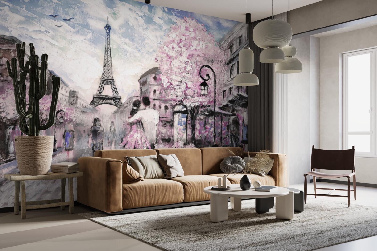 Fototapeta zakochana para na ulicach paryża