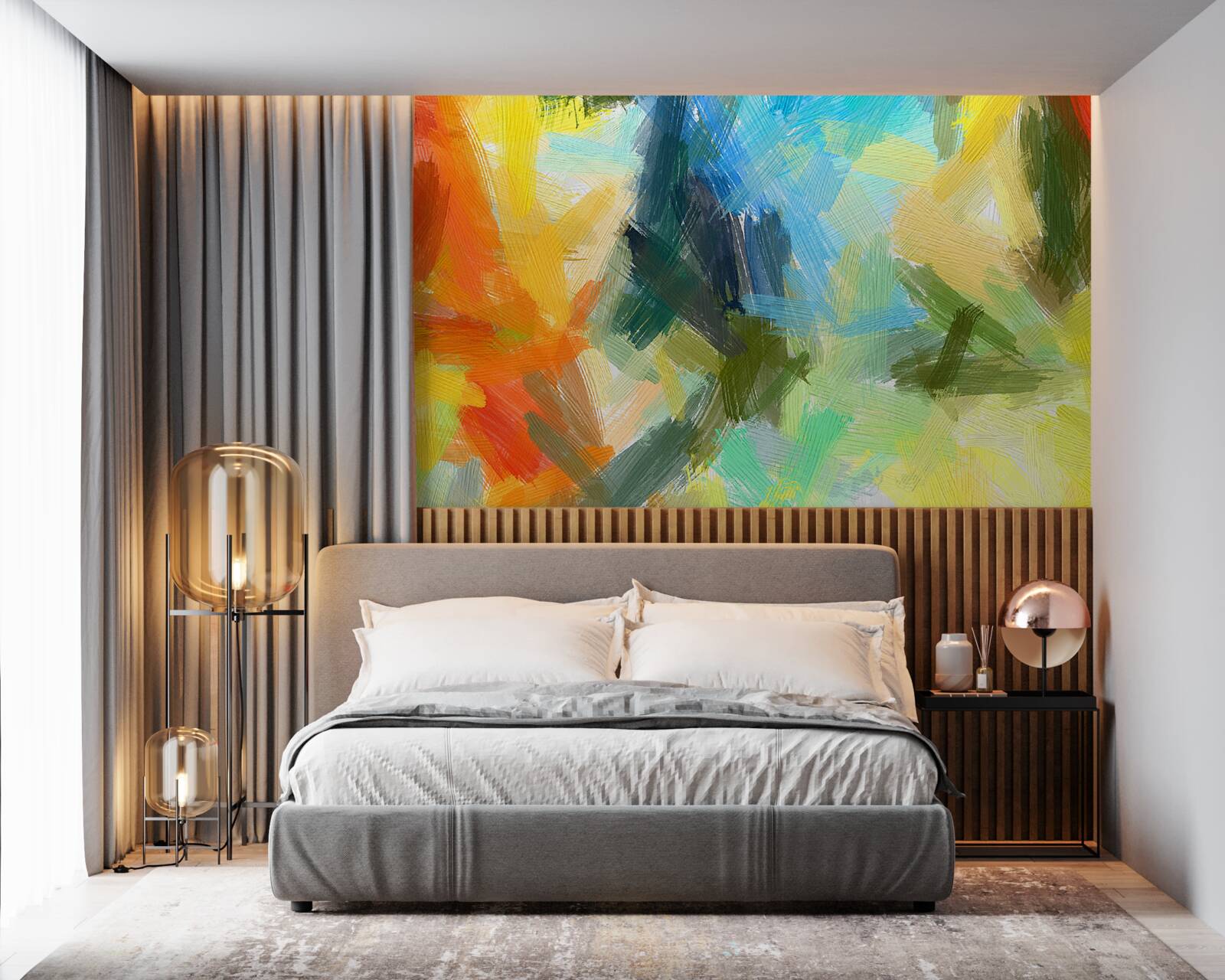 Fototapeta abstrakcyjny obraz olejny przedstawiający jesień