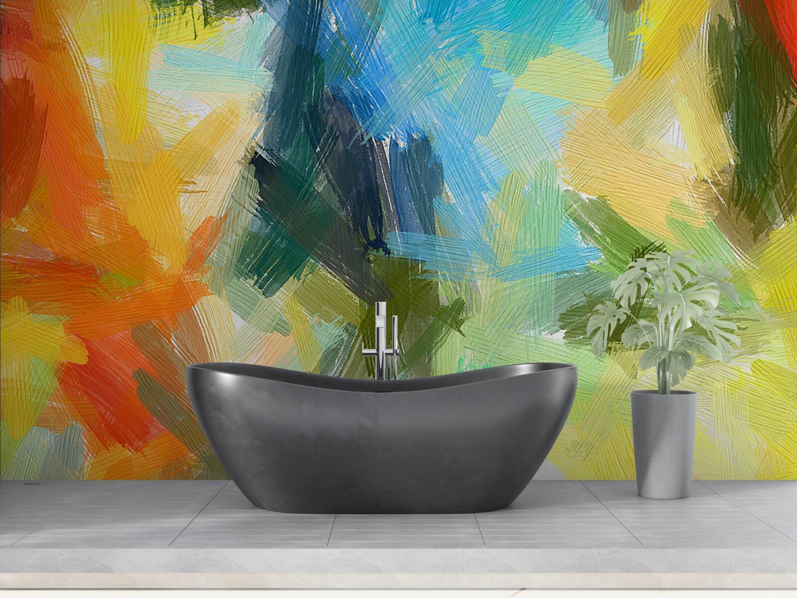 Fototapeta abstrakcyjny obraz olejny przedstawiający jesień