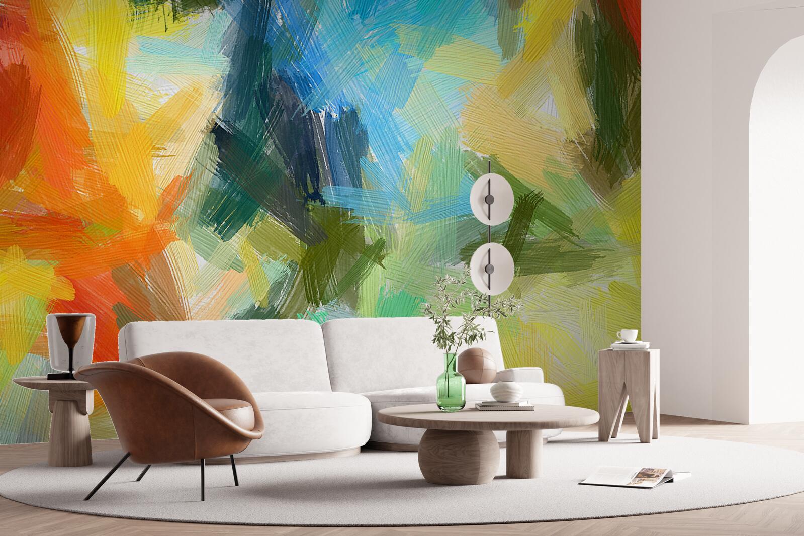 Fototapeta abstrakcyjny obraz olejny przedstawiający jesień