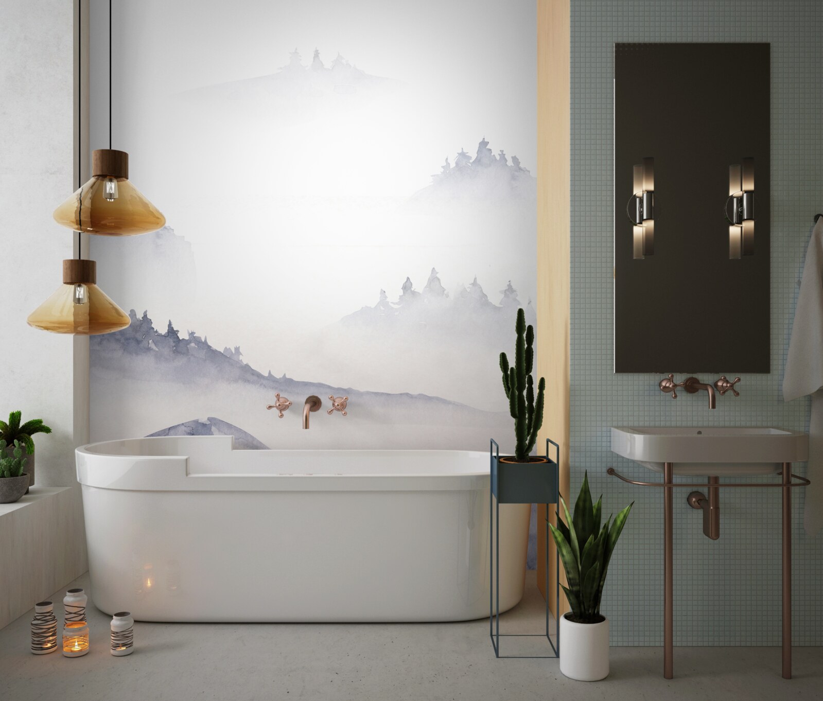 Fototapeta góry są zanurzone we mgle