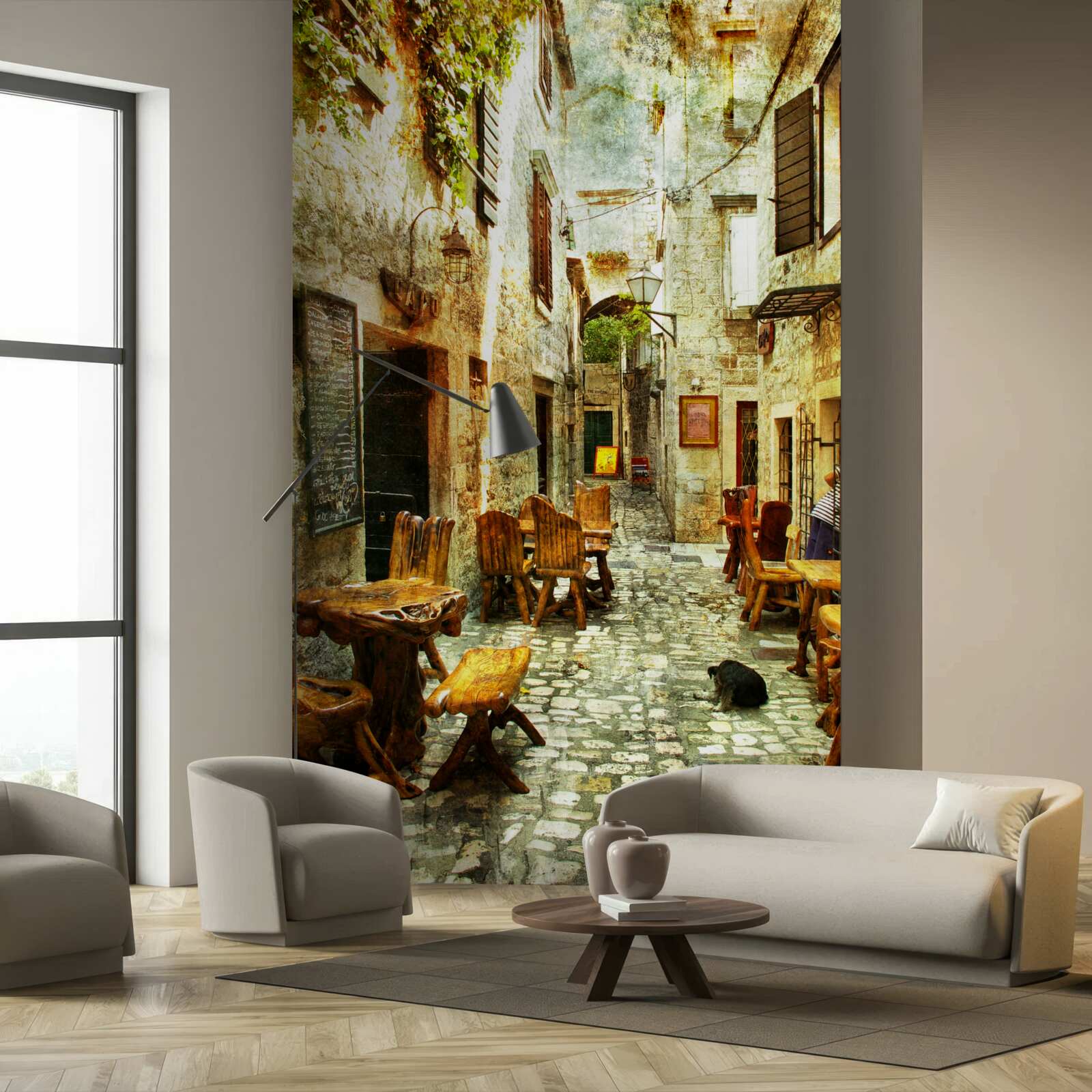 Fototapeta wygodna, spokojna kawiarnia w historycznej części miasta