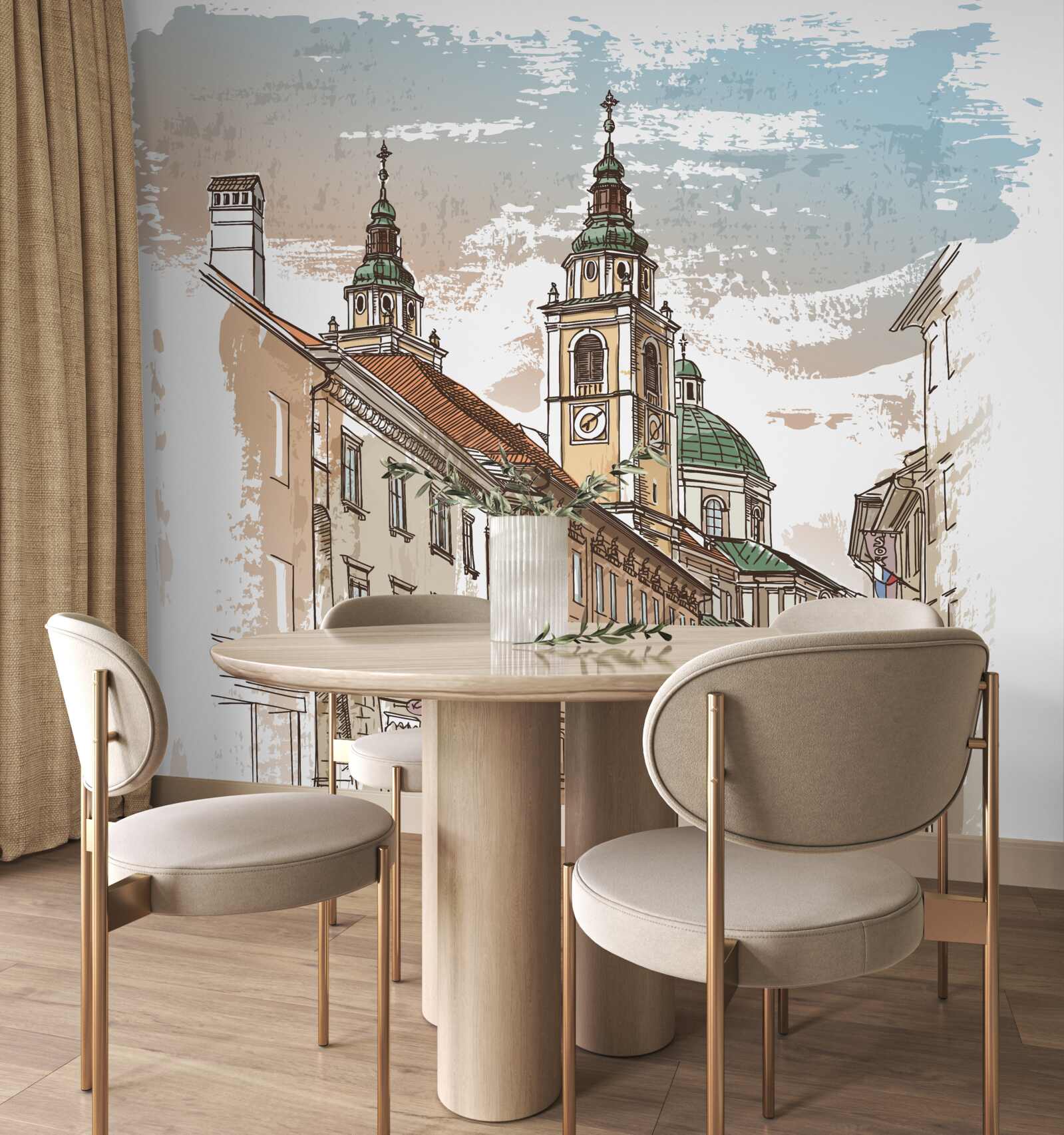 Fototapeta starożytne miasto przedstawione ołówkiem