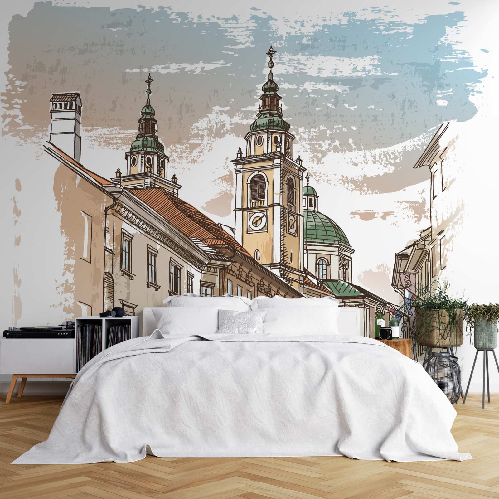 Fototapeta starożytne miasto przedstawione ołówkiem