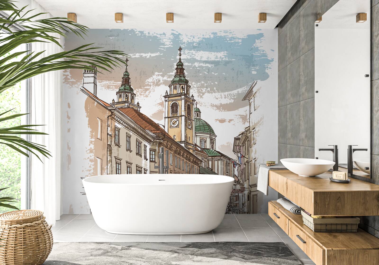 Fototapeta starożytne miasto przedstawione ołówkiem