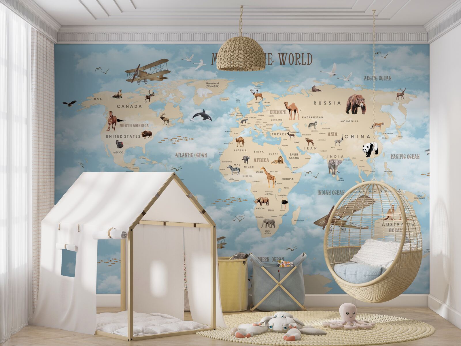 Fototapeta mapa przedstawiająca transport i zwierzęta