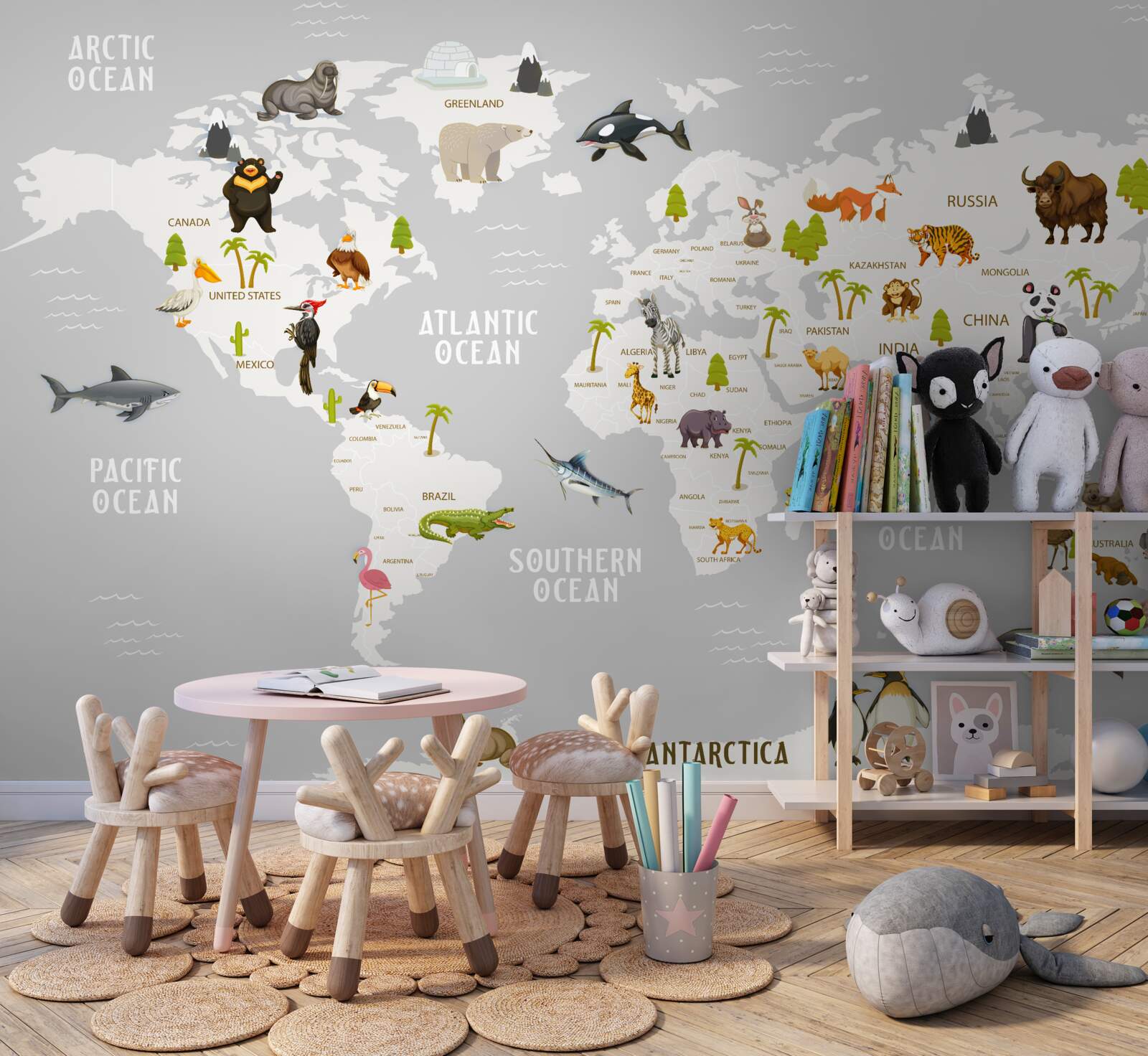 Fototapeta mapa przedstawiająca dzikie zwierzęta