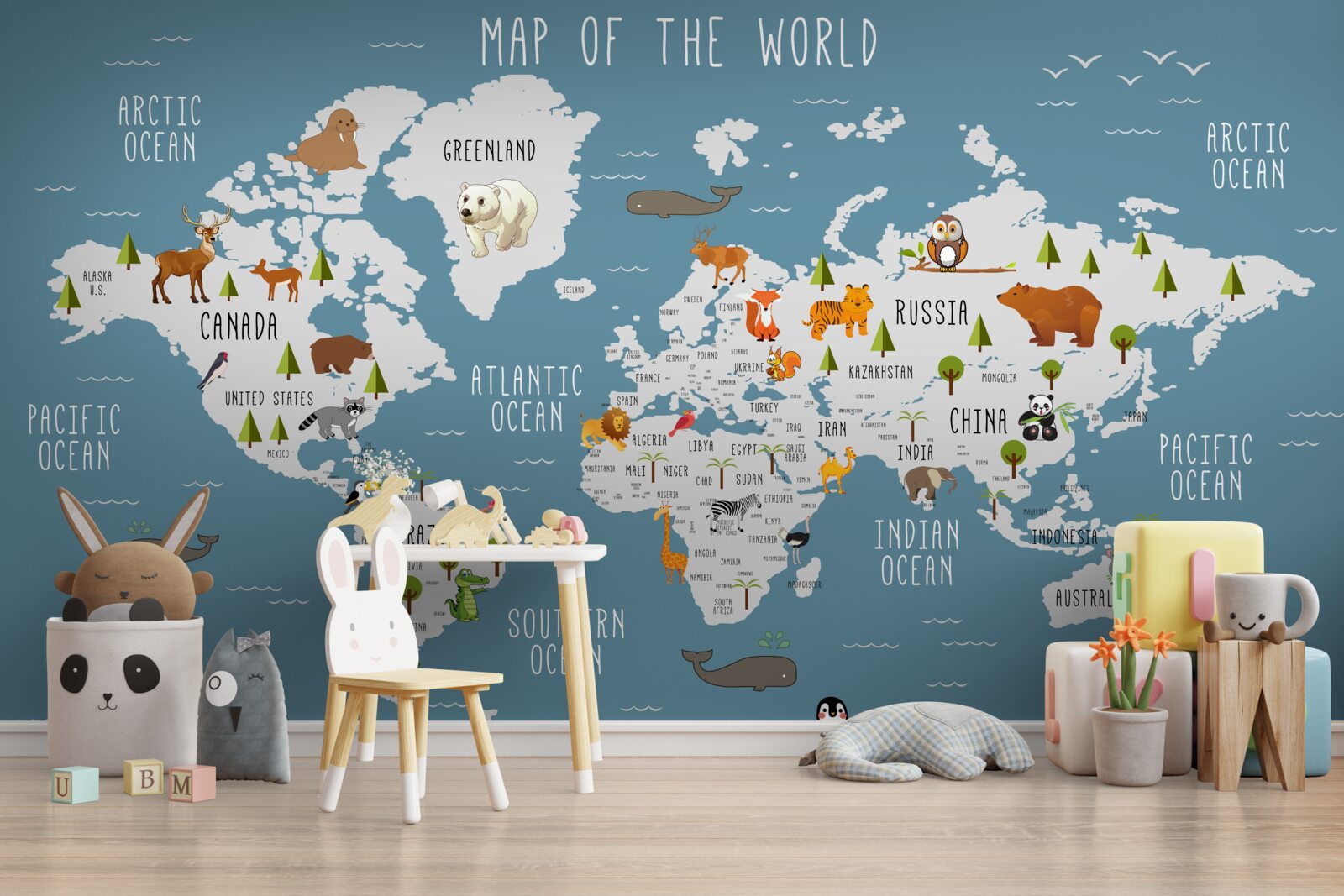 Fototapeta mapa wykonana w animowanej estetyce