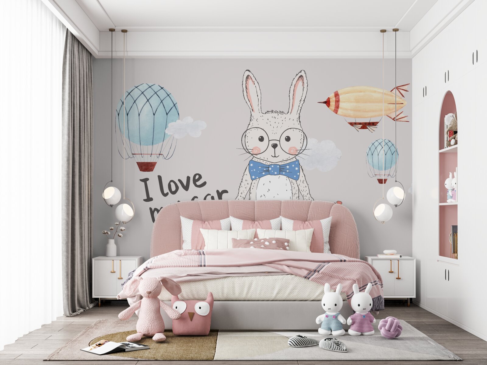 Fototapeta zając w okularach na tle pojazdów