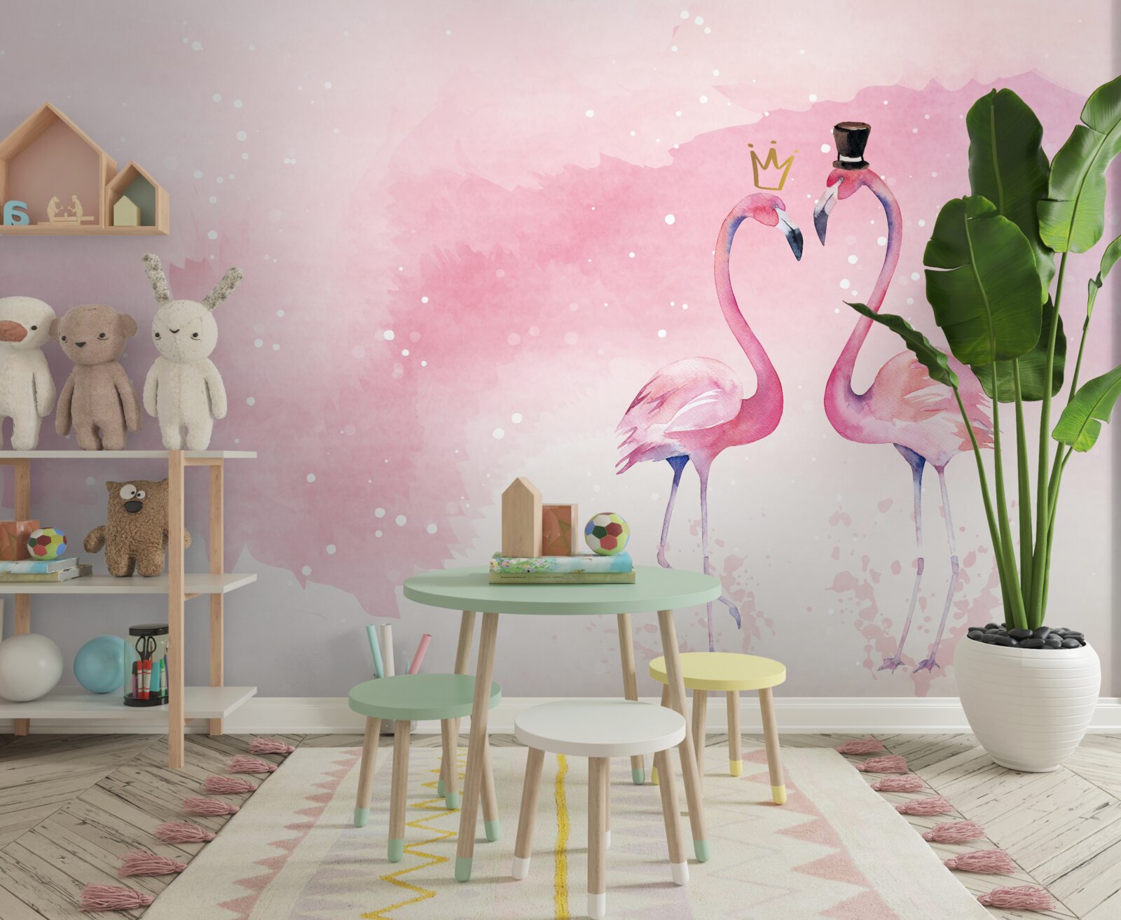 Fototapeta dwa różowe flamingi