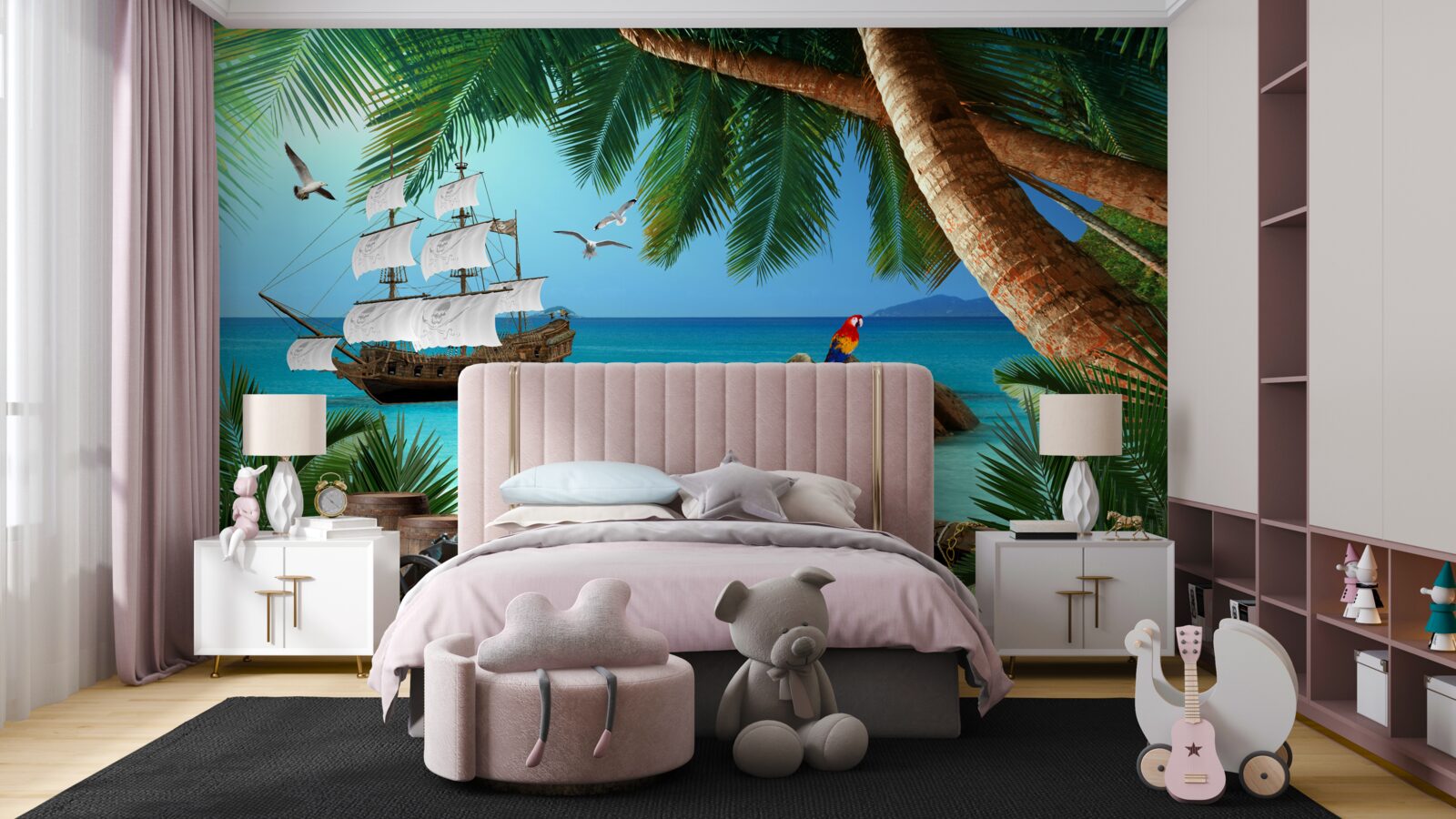 Fototapeta widok na statek z fortyfikacji pirackiej