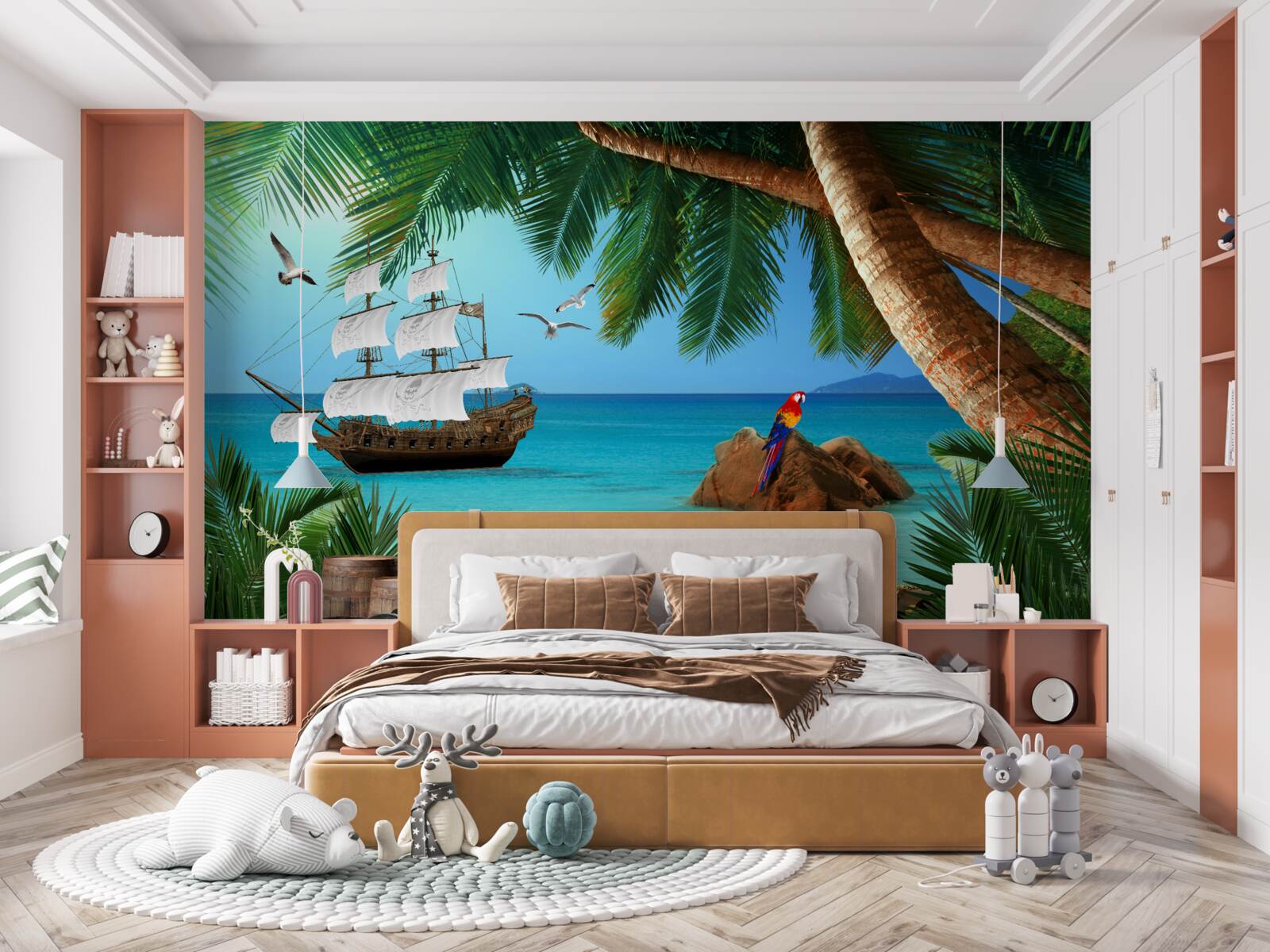 Fototapeta widok na statek z fortyfikacji pirackiej