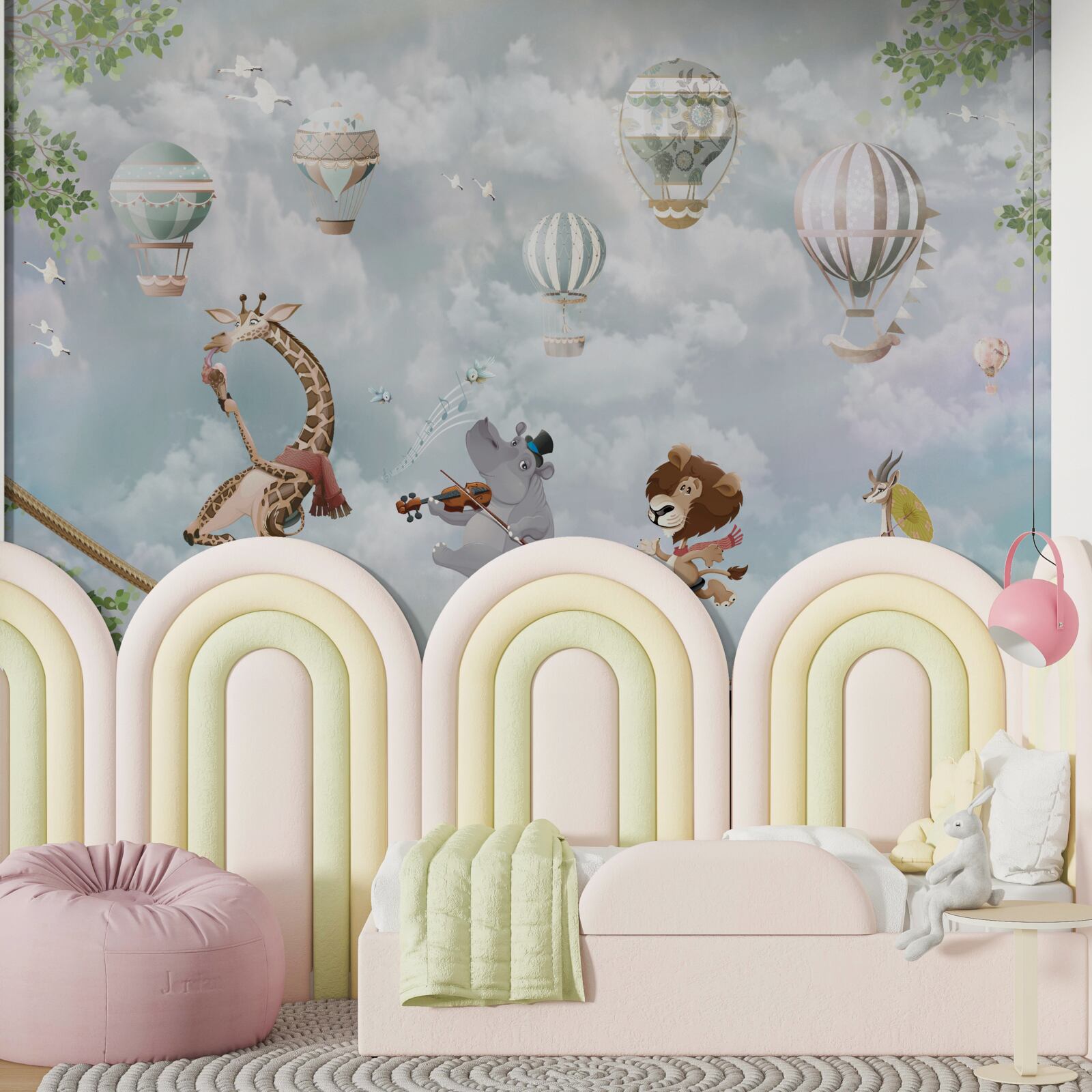 Fototapeta zwierzęta balansujące na linie na dwukołowym rowerze