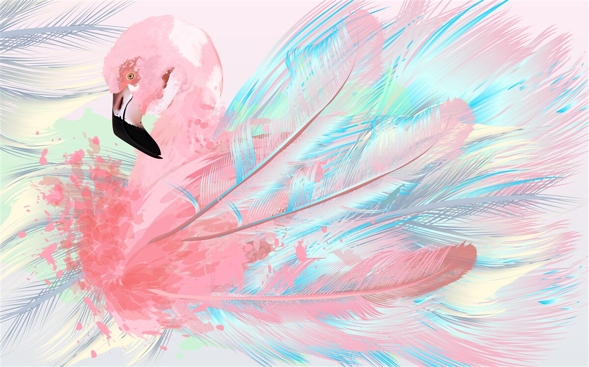 Fototapeta z piór utworzył się różowy flaming