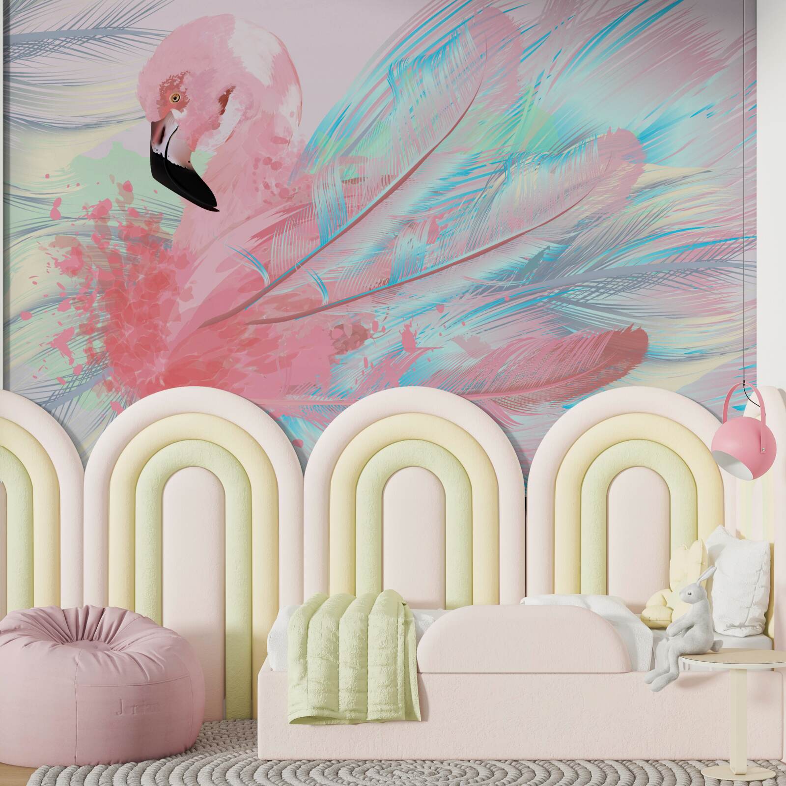 Fototapeta z piór utworzył się różowy flaming