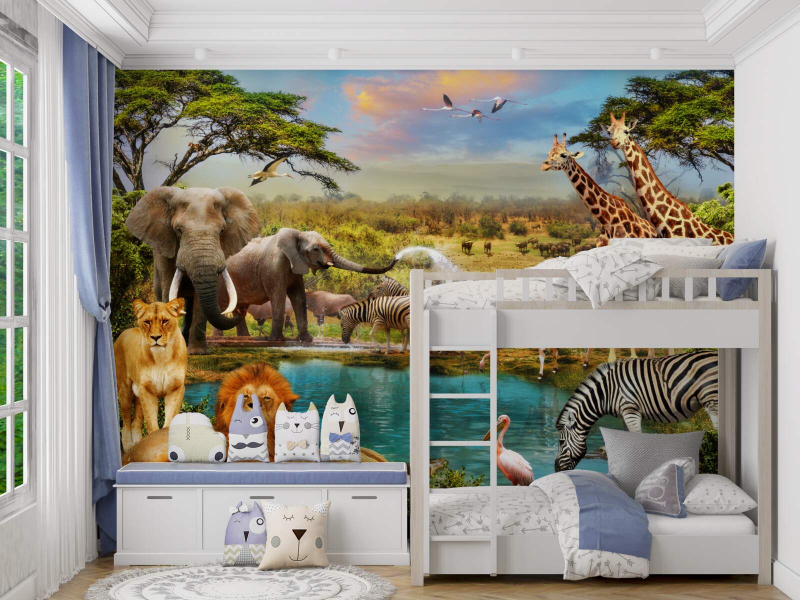 Fototapeta wodopoj z afrykańskimi zwierzętami