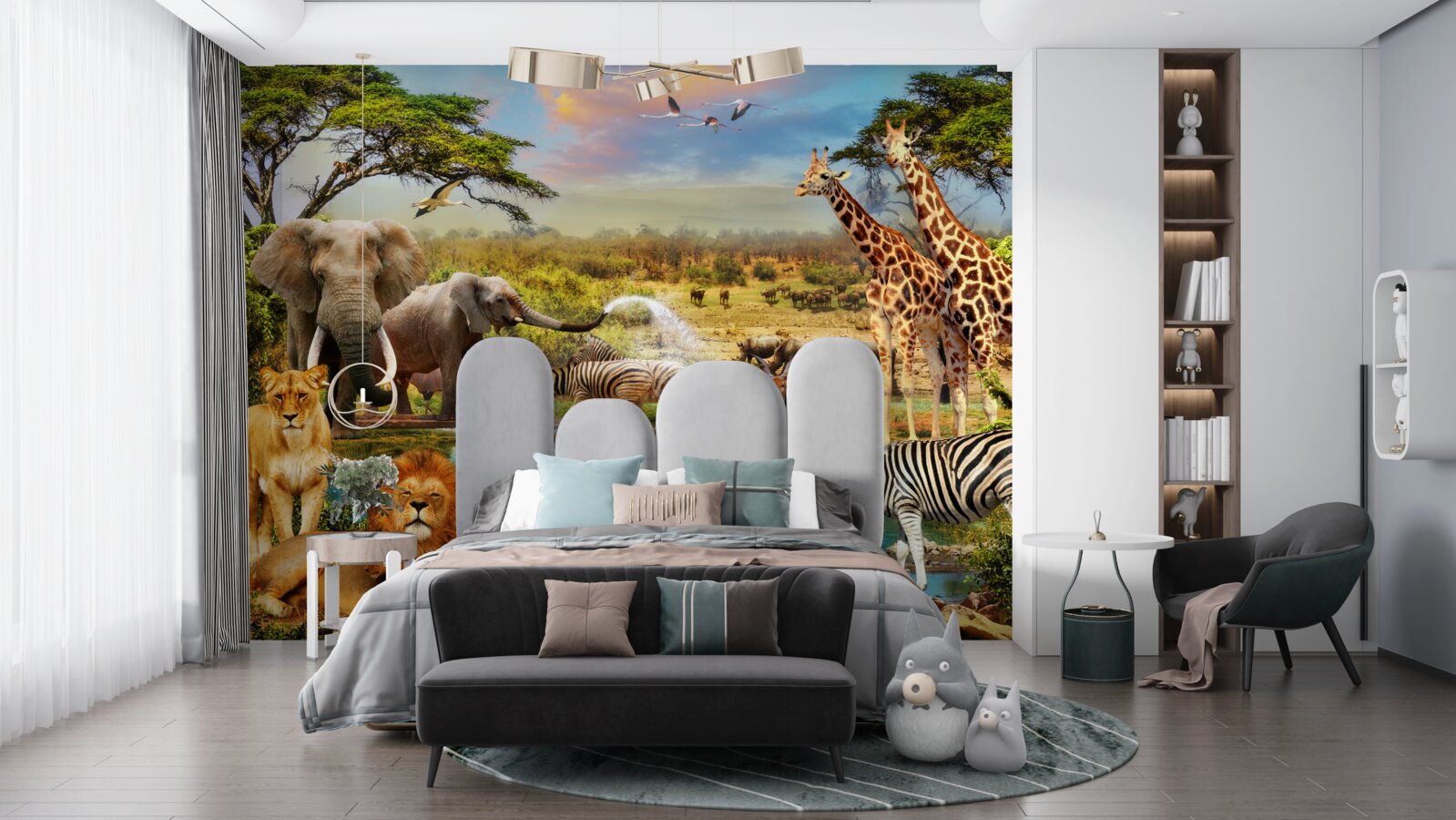 Fototapeta wodopoj z afrykańskimi zwierzętami