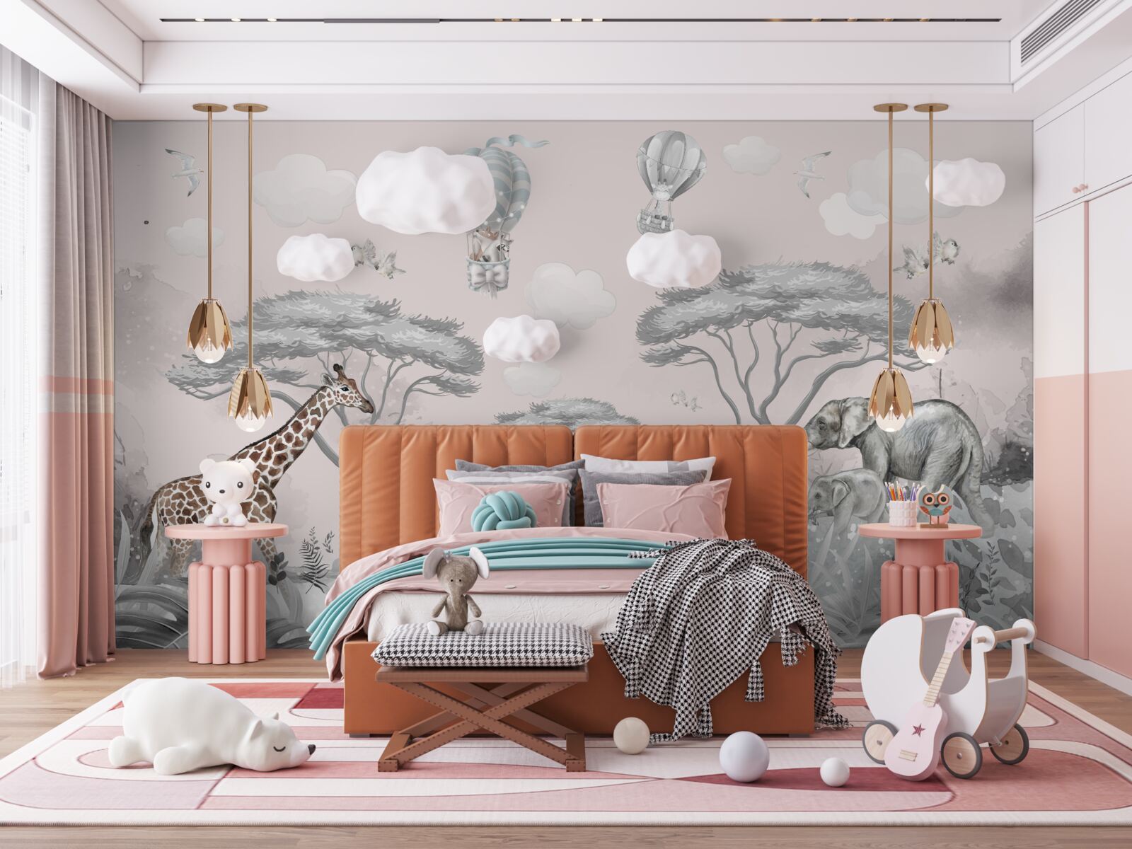 Fototapeta zwierzęta afryki w srebrnym lesie