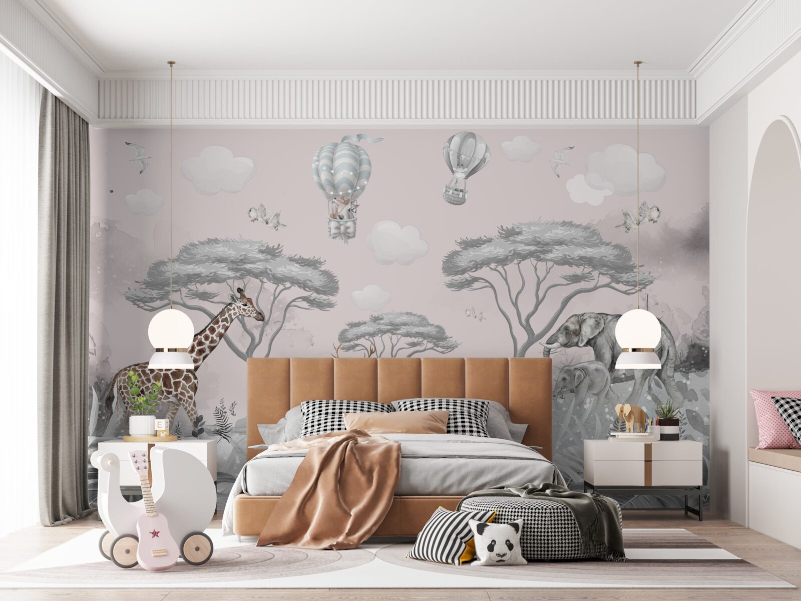 Fototapeta zwierzęta afryki w srebrnym lesie