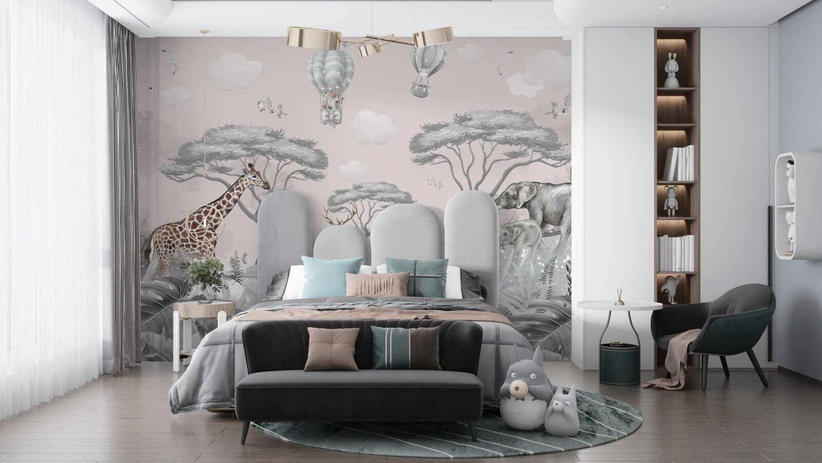 Fototapeta zwierzęta afryki w srebrnym lesie