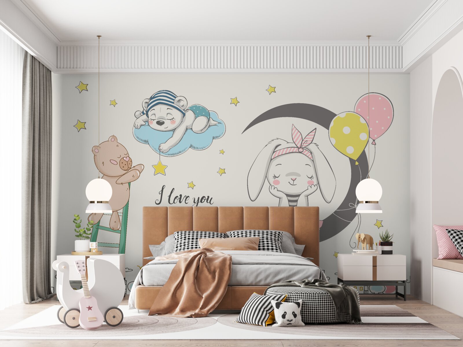 Fototapeta zwierzęta nad miastem w ciemności nocy