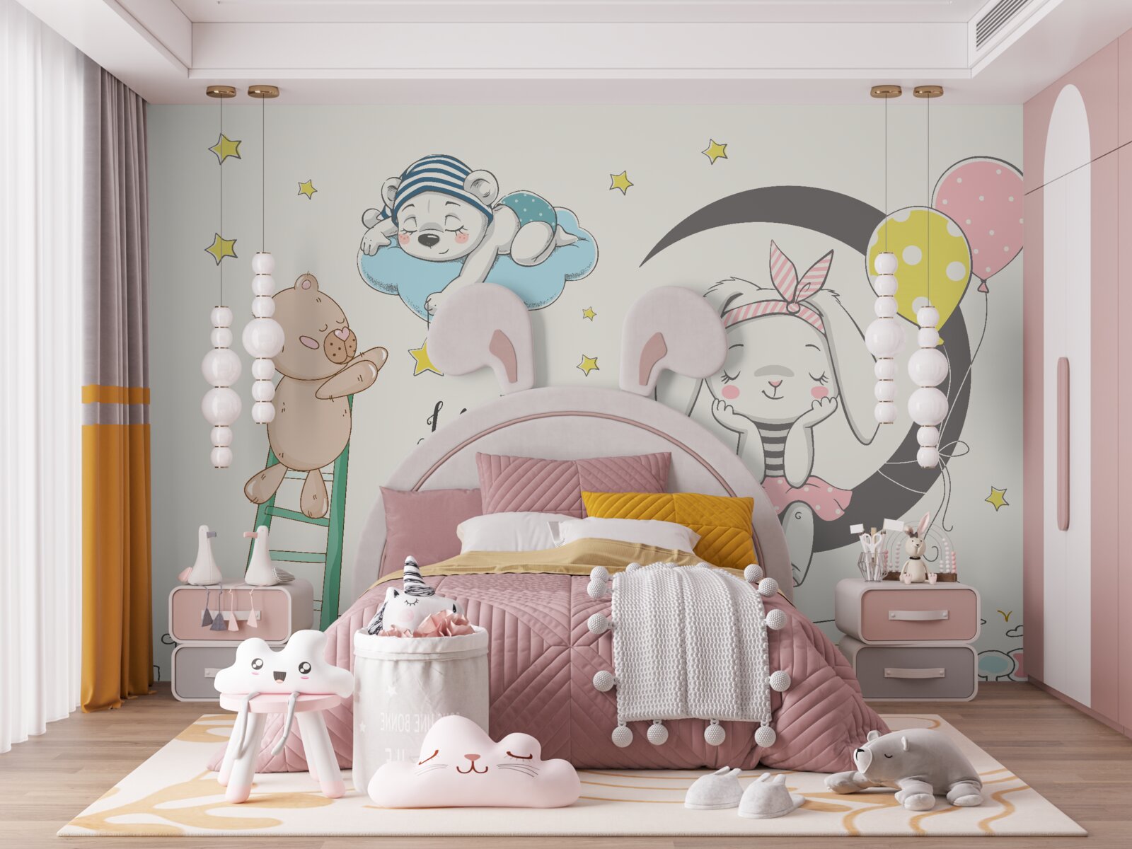 Fototapeta zwierzęta nad miastem w ciemności nocy