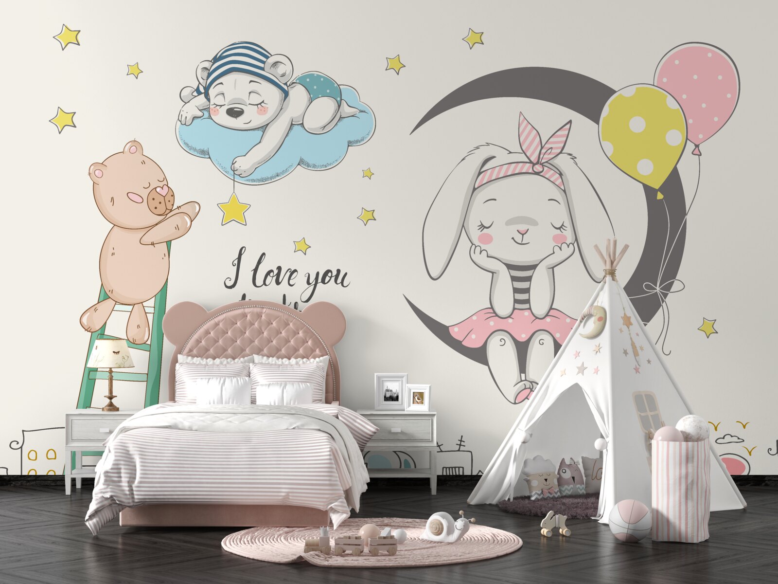 Fototapeta zwierzęta nad miastem w ciemności nocy