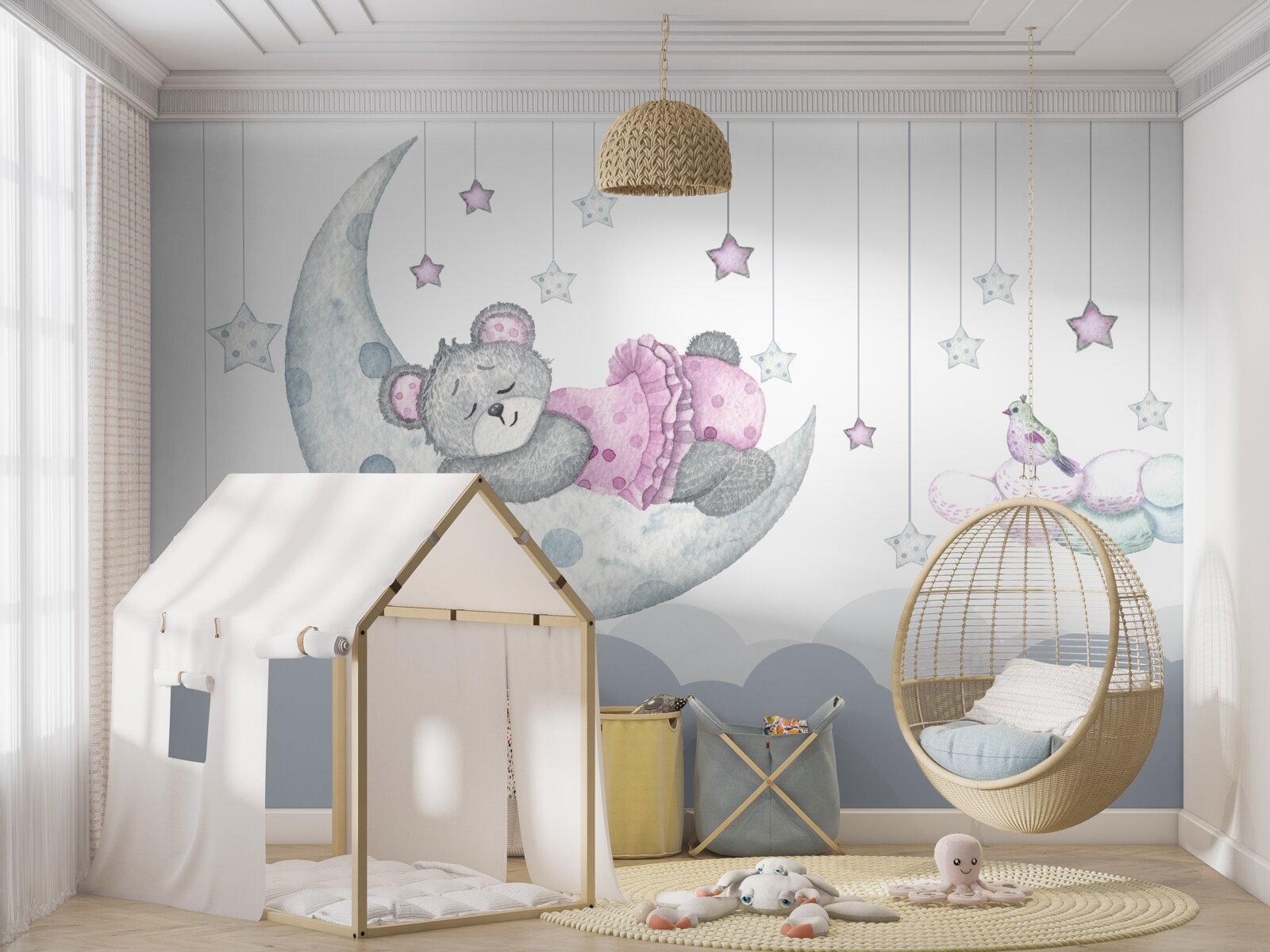 Fototapeta uroczy niedźwiadek na ziemskim satelicie