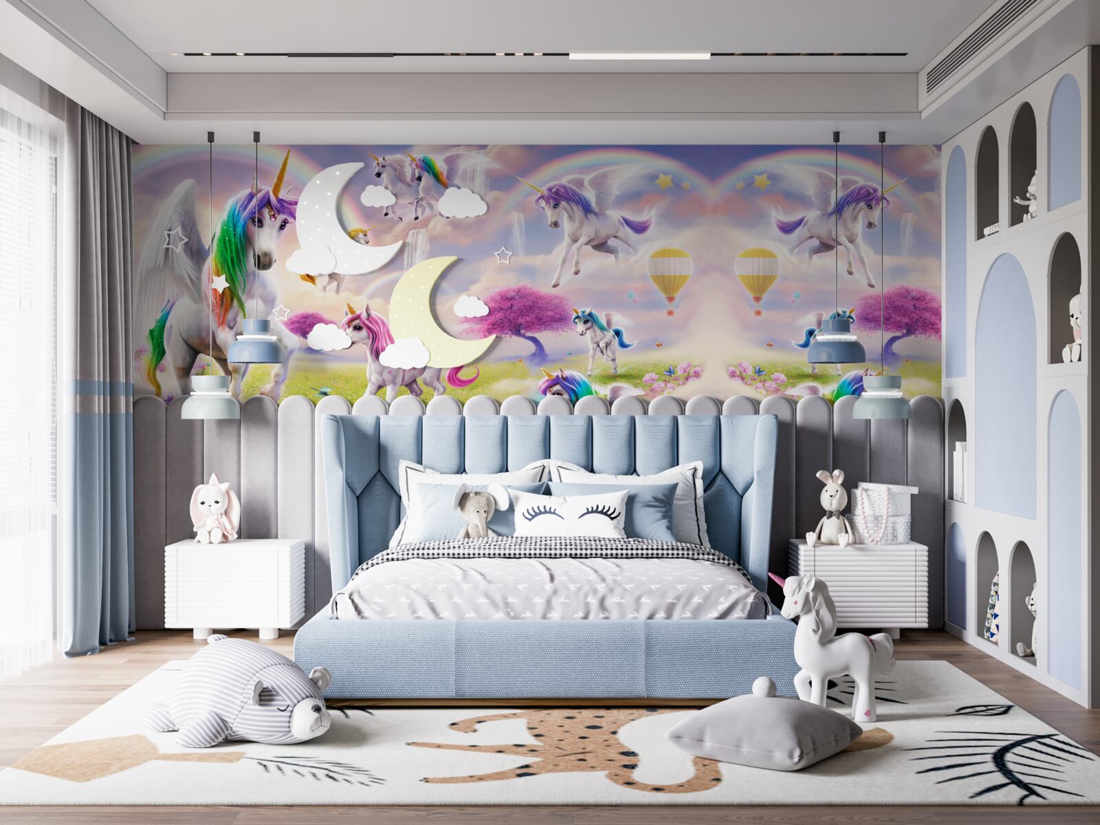 Fototapeta jednorożce z błyszczącym tęczowym futerkiem jak z bajki