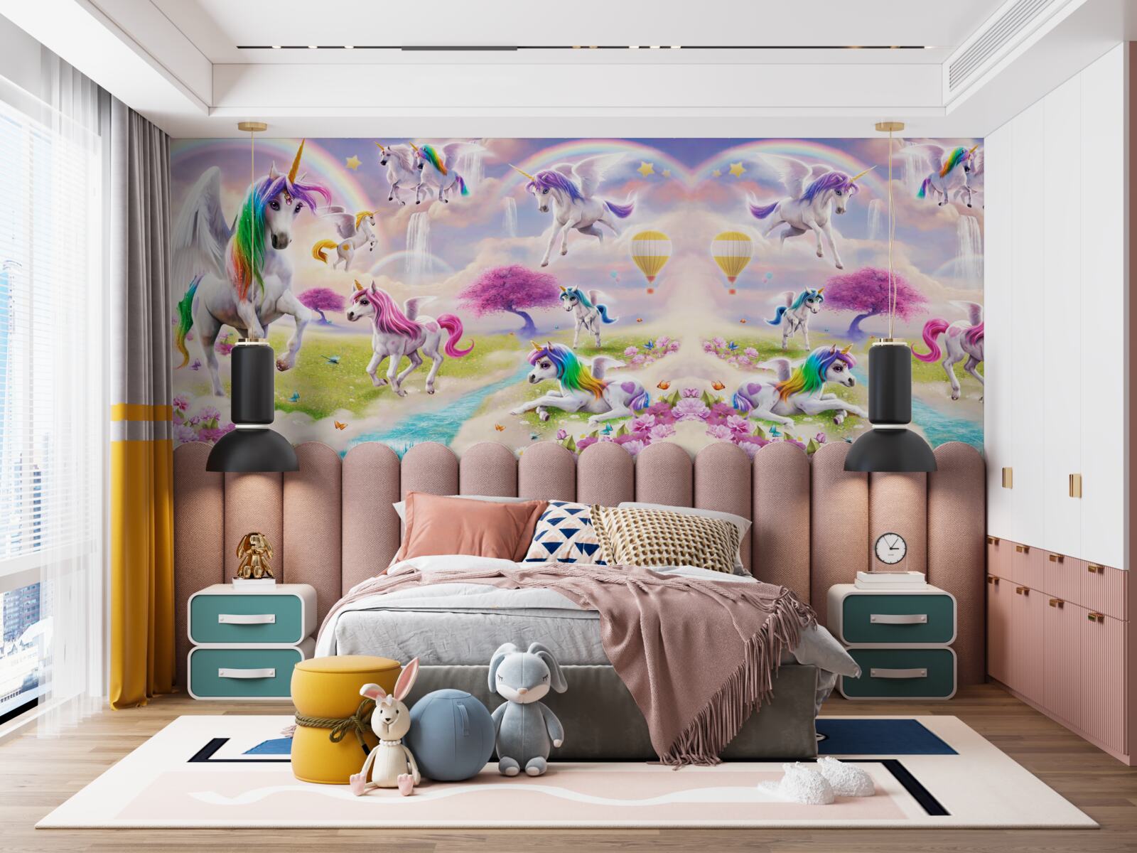 Fototapeta jednorożce z błyszczącym tęczowym futerkiem jak z bajki