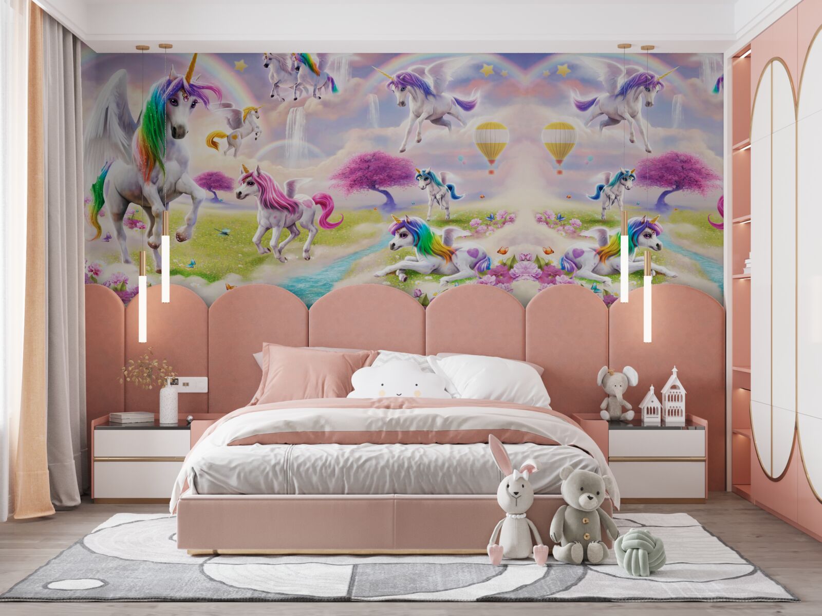 Fototapeta jednorożce z błyszczącym tęczowym futerkiem jak z bajki