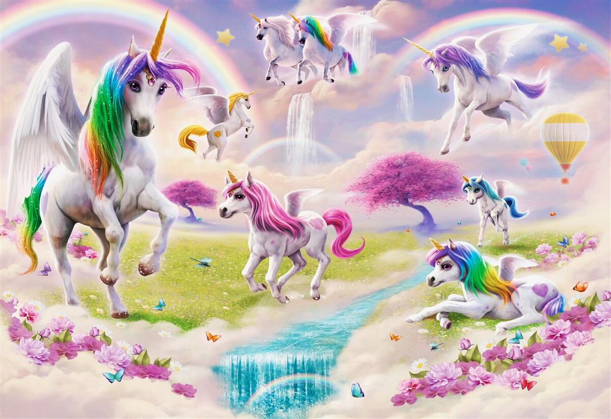 Fototapeta magiczne jednorożce na leśnej polanie