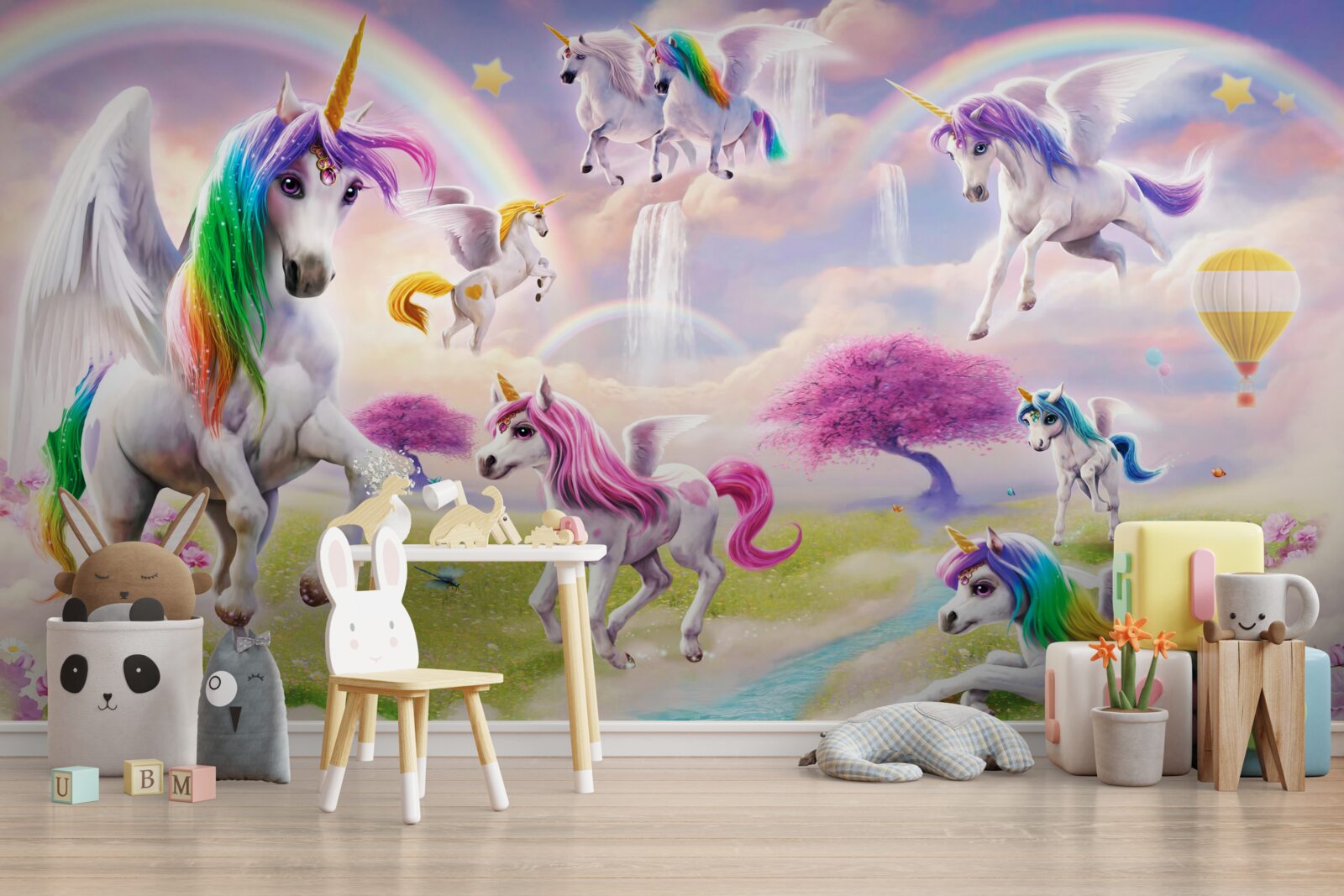 Fototapeta magiczne jednorożce na leśnej polanie