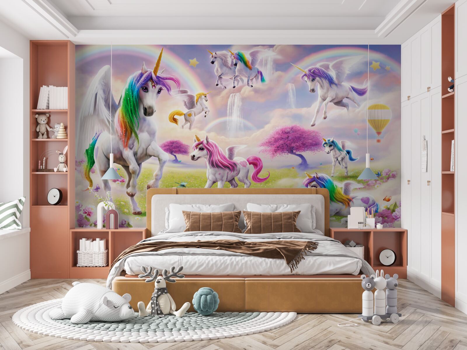 Fototapeta magiczne jednorożce na leśnej polanie