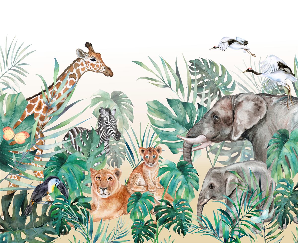 Fototapeta zwierzęta afryki wśród liści