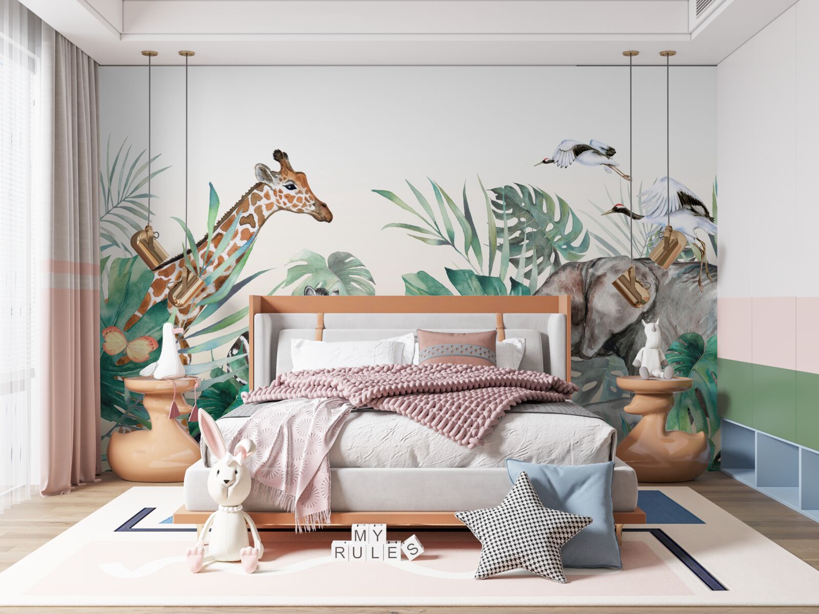 Fototapeta zwierzęta afryki wśród liści