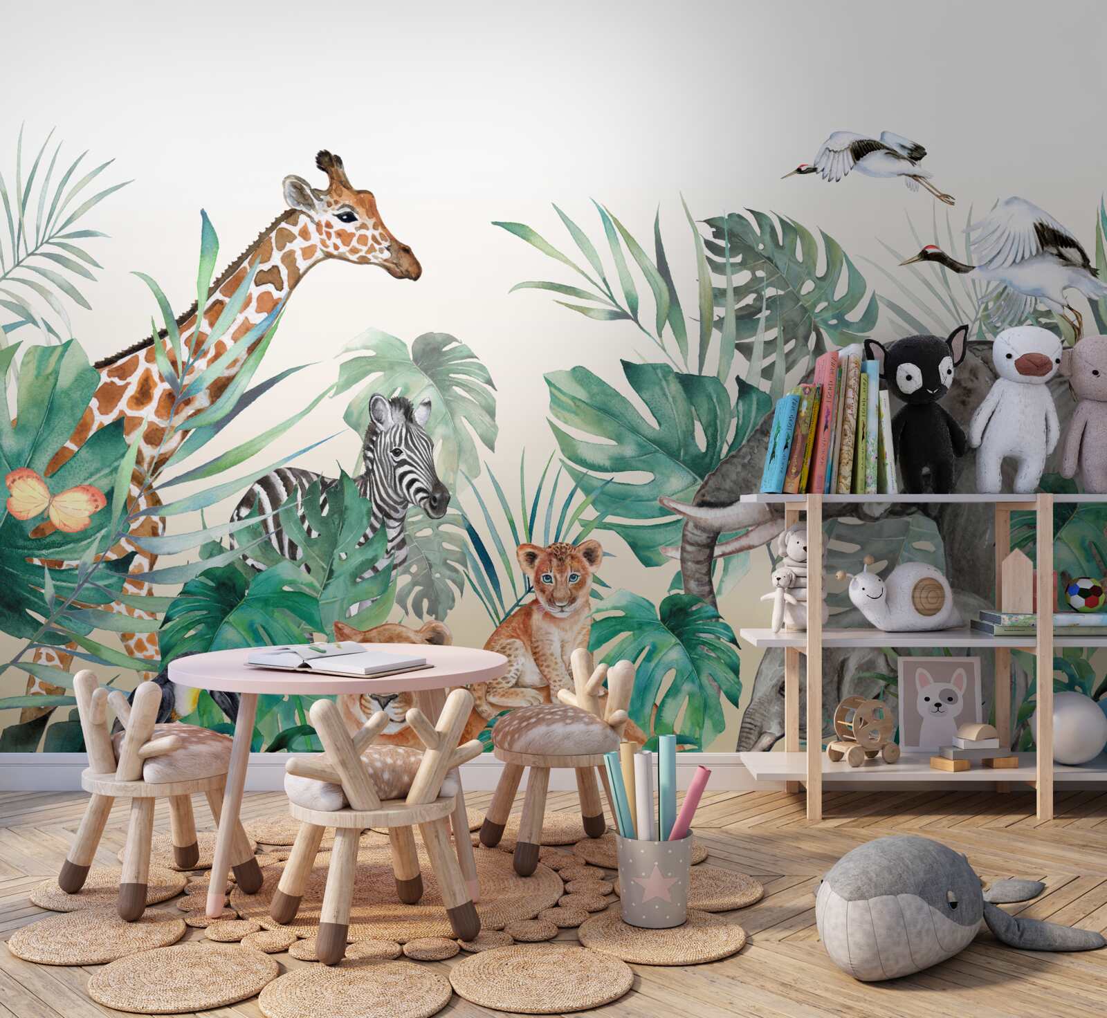 Fototapeta zwierzęta afryki wśród liści