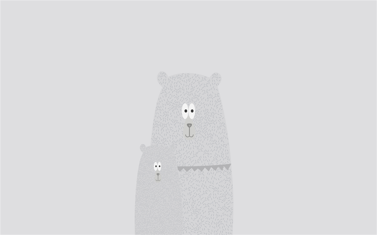 Fototapeta szare niedźwiedzie na zwykłym szarym tle