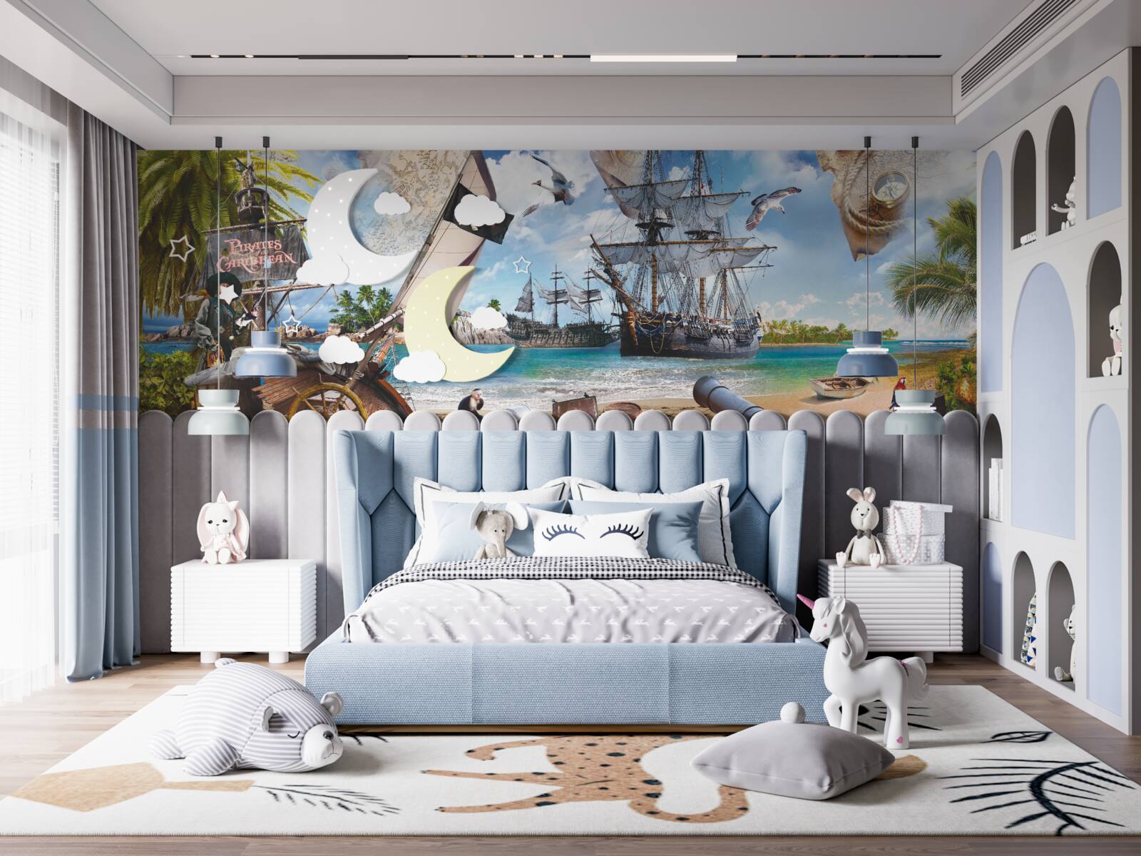 Fototapeta wyspa i statki pirackie